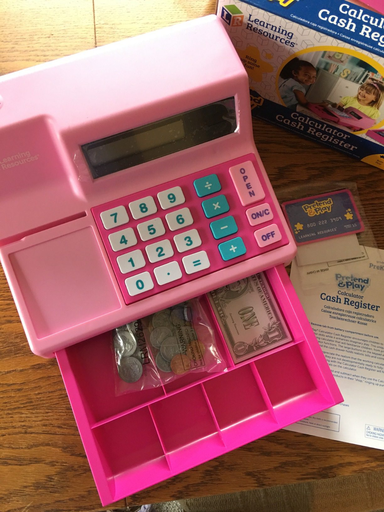 Learning Resources Pretend & Play Calculator Cash Register Toy - Gift for Kids, Toddler Toys, Play Money & Credit Card - Customer Photo 2