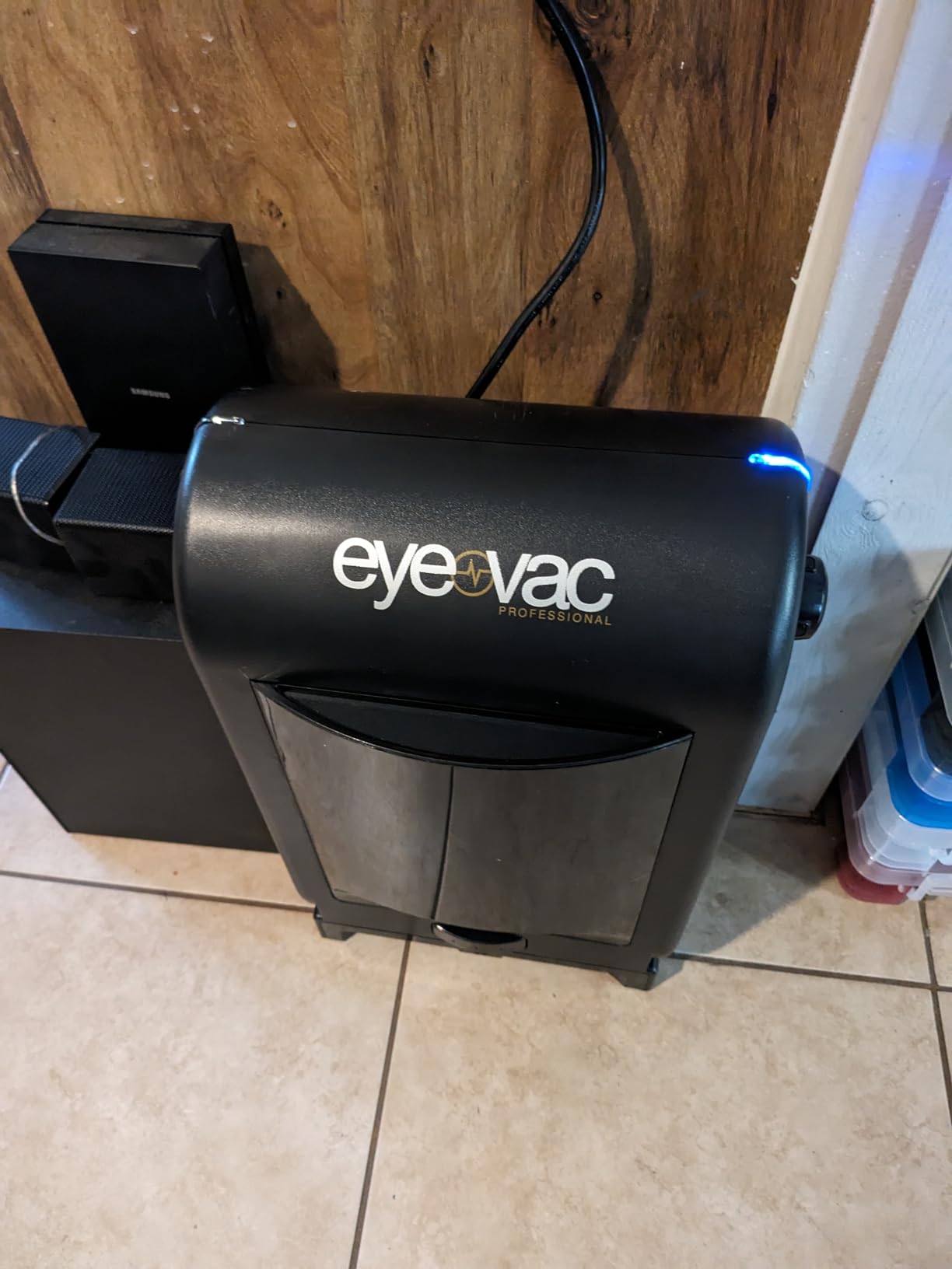 EyeVac Pro Touchless Vacuum Automatic Dustpan - Ultra Fast & Powerful - Great for Sweeping Salon Pet Hair Food Dirt Kitchen, Corded Canister Vacuum, Bagless, Automatic Sensors, 1400 Watt (Black) - Customer Photo 2