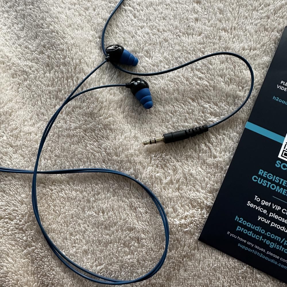 H2O Audio Surge+ 100% Waterproof Headphones - Noise Canceling, Sweatproof, IPX8 Swim Earbuds with Bass Boost, Multiple Earplug Sets, for Swimming, Running & Underwater Activities - Black/Blue Customer Review H2O Audio Surge+ 100% Waterproof Headphones - Noise Canceling, Sweatproof, IPX8 Swim Earbuds with Bass Boost, Multiple Earplug Sets, for Swimming, Running & Underwater Activities - Black/Blue - Customer Photo 1
