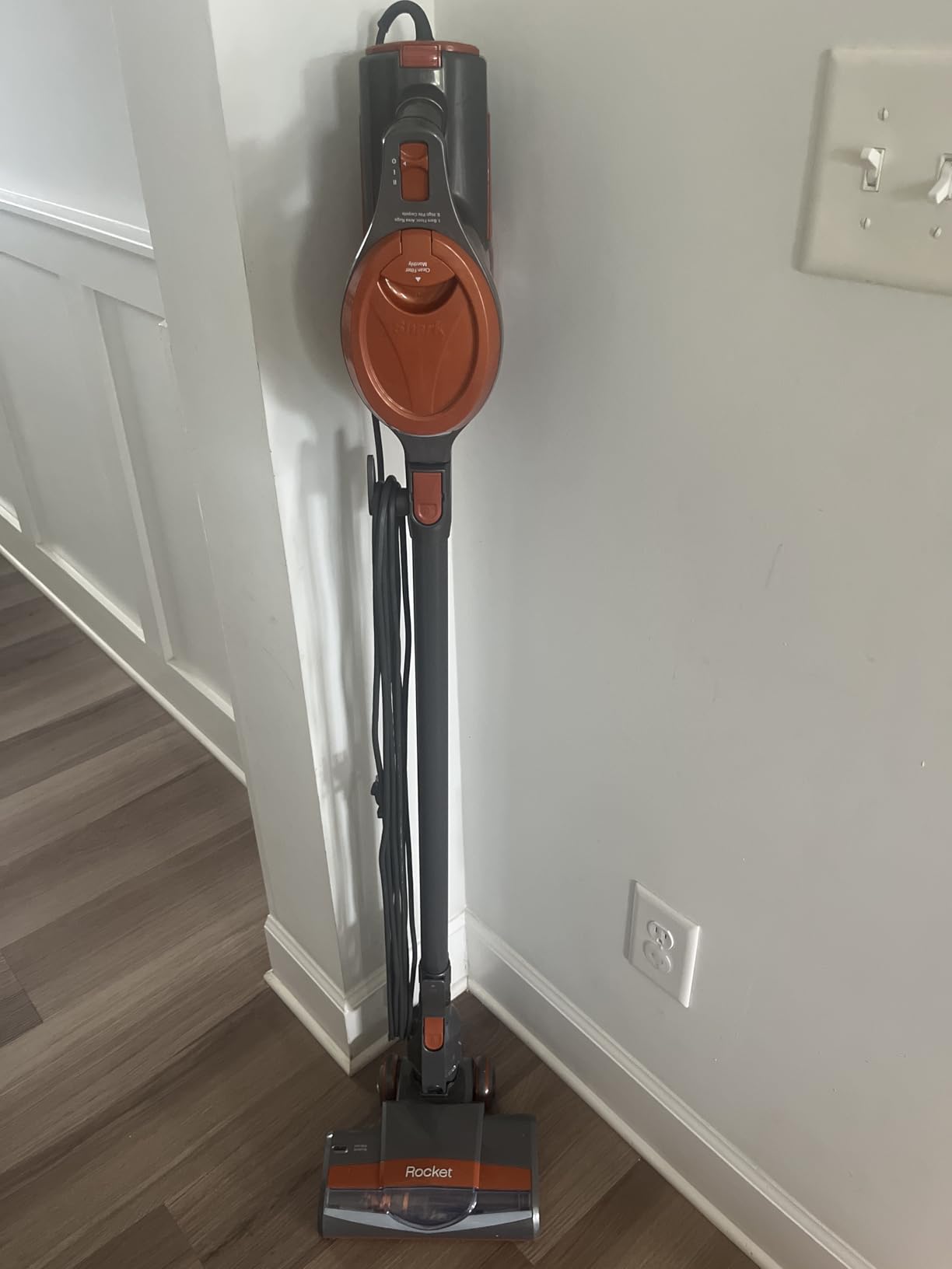 Shark Rocket Ultra-Light Corded Bagless Vacuum for Carpet and Hard Floor Cleaning with Swivel Steering (HV301), Gray/Orange customer photo 2