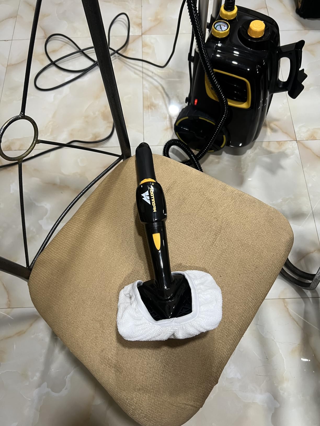 McCulloch MC1385 Deluxe Canister Steam Cleaner, 2-Hour Runtime, Chemical-Free, 23 Accessories: Mop Head, Brushes & More - Built for Home, Tile, Carpet, Furniture, & Personal Car Detailing - Customer Photo 1