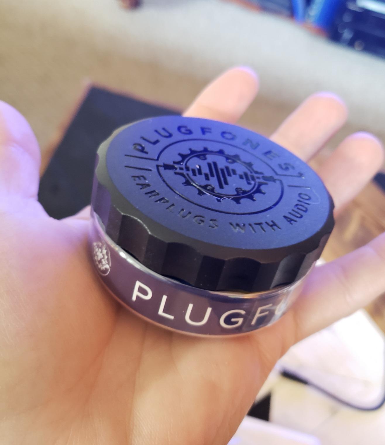 Plugfones Guardian Earplug Headphones - OSHA Approved Noise Isolating in-Ear Earbuds with Hearing Protection - Wired Hybrid for Work and Travel - Includes Silicone and Foam Earplugs - Blue & Yellow - Customer Photo 2