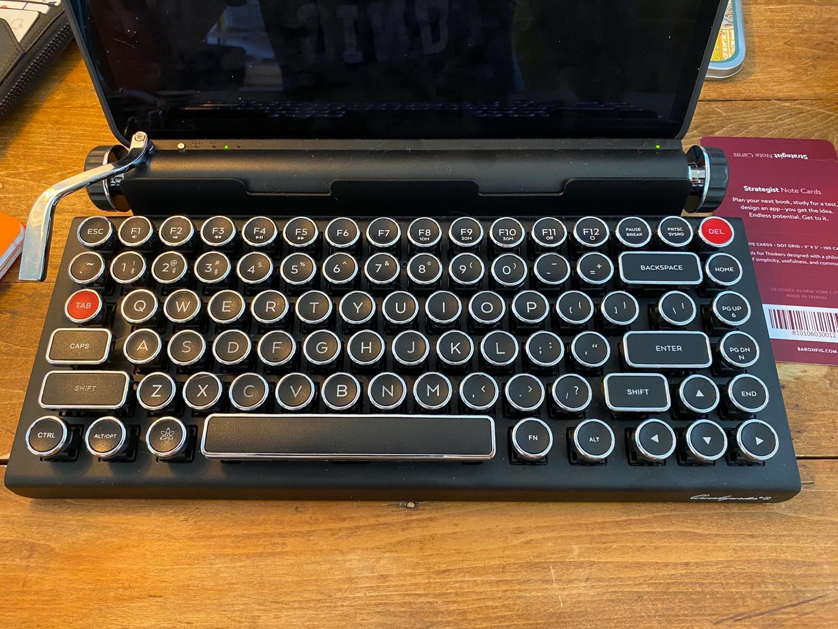 QWERKYTOYS Qwerkywriter Typewriter Inspired Retro Mechanical Wired & Wireless Keyboard with Tablet Stand - Customer Photo 2