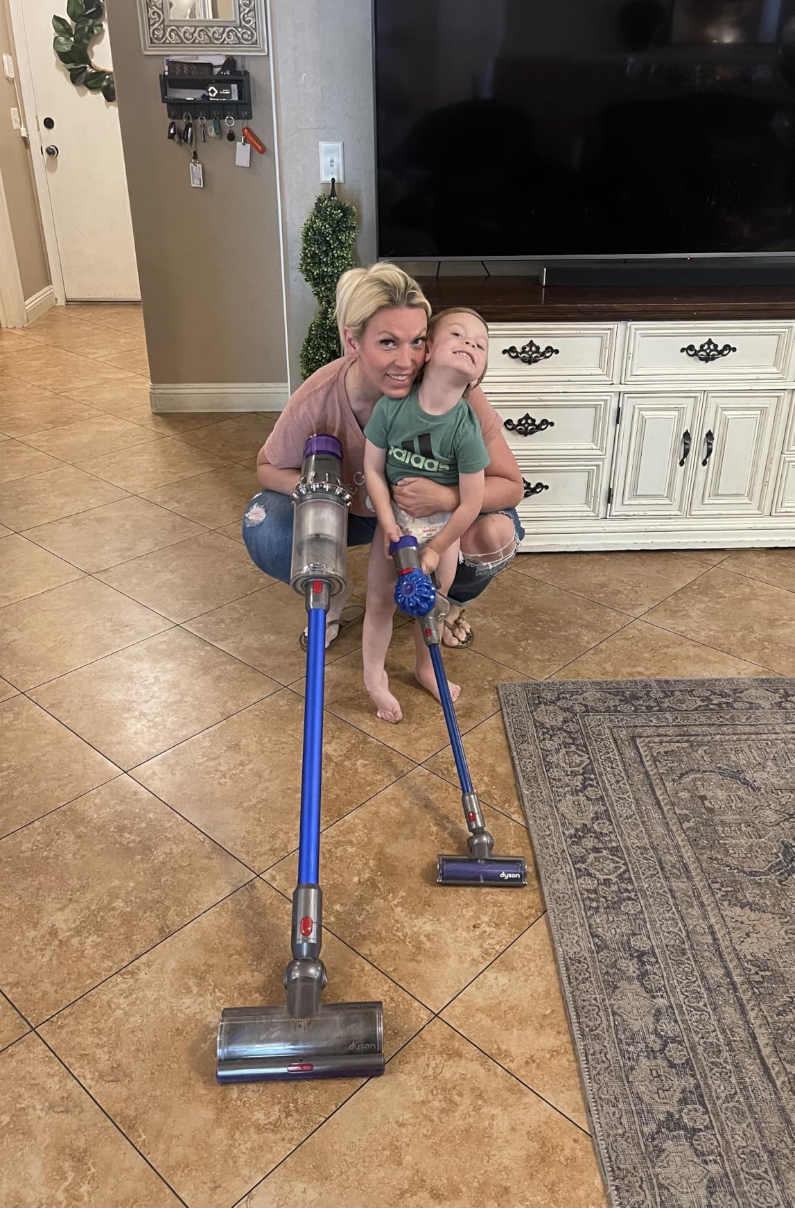 Casdon Dyson Cordless Vacuum Interactive & Officially Licensed Toy Dyson Vacuum For Children Aged 3+ Realistic Role-Play Fun, Purple and Orange - Customer Photo 1