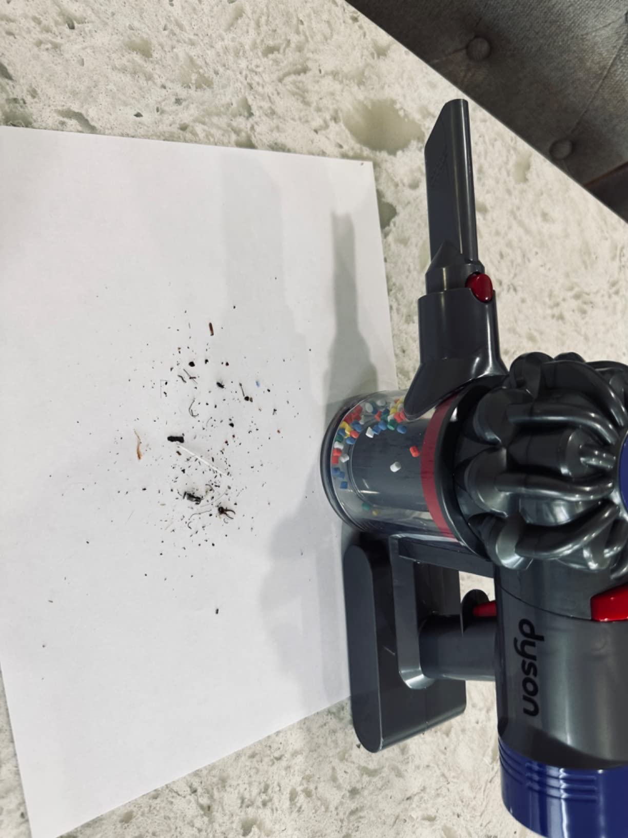 Casdon Dyson Cordless Vacuum Interactive & Officially Licensed Toy Dyson Vacuum For Children Aged 3+ Realistic Role-Play Fun, Purple and Orange - Customer Photo 2