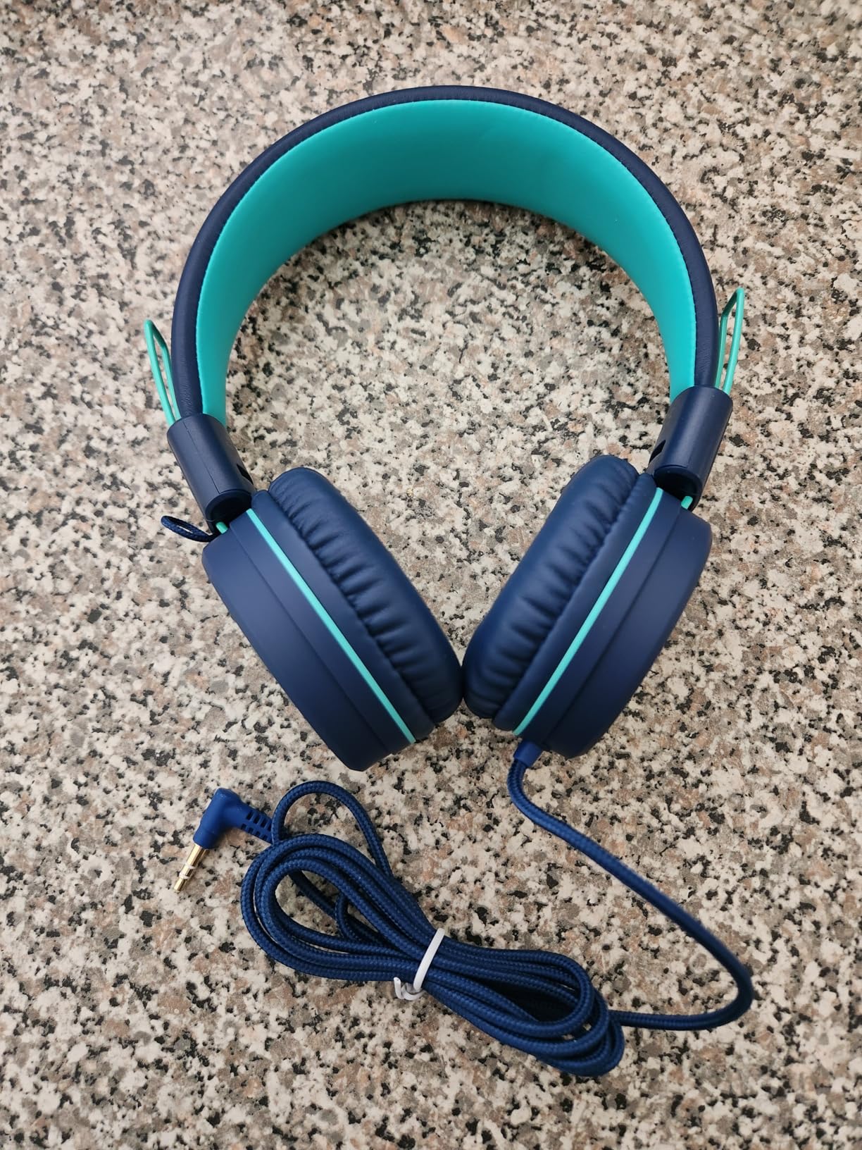 Kids Headphones - noot products K11 Foldable Stereo Tangle-Free 3.5mm Jack Wired Cord On-Ear Headset for Children/Teens/Boys/Girls/Smartphones/School/Kindle/Airplane Travel/Plane/Tablet (Navy/Teal) - Customer Photo 1