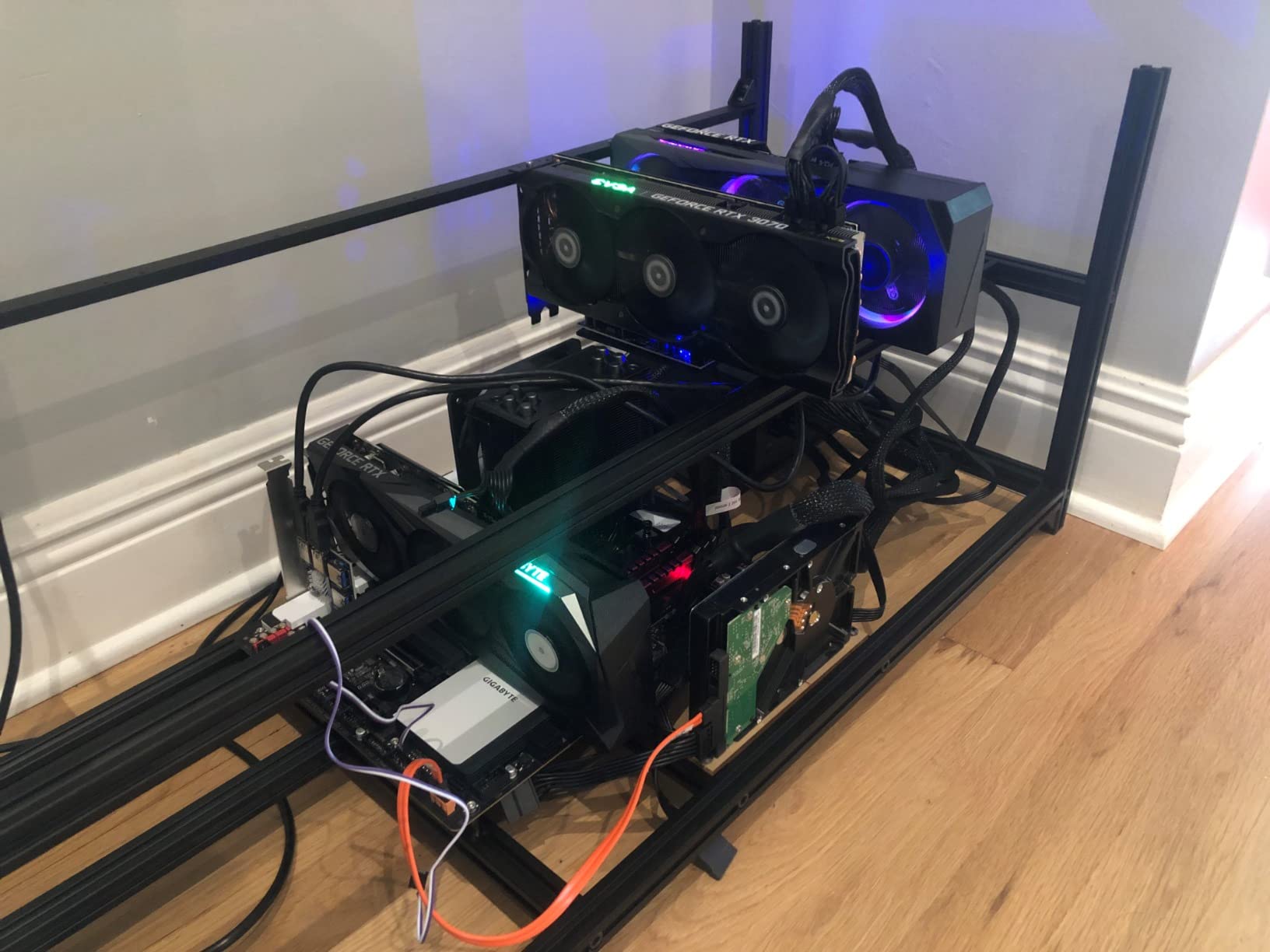 Kingwin 8 GPU Miner Rig Case Frame – Premium Stackable Aluminum Mining Rig Enclosure for Efficient Crypto Mining, Test Bench PC Case - Customer Photo 1