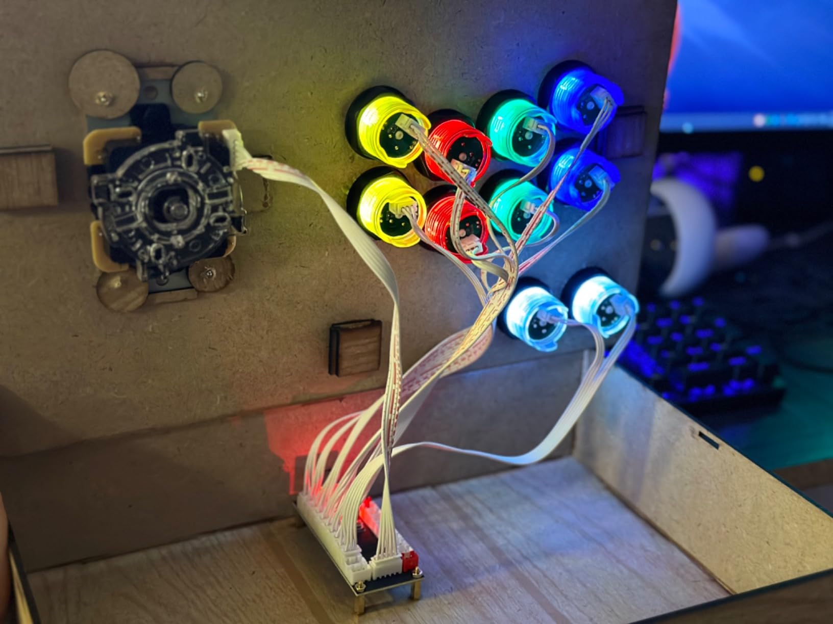 Qenker 2-Player LED Arcade Game DIY Kit for USB MAME PC & Raspberry Pi - 2 Joysticks, 20 LED Buttons, 2 Zero Delay Encoders (Mixed Color) - Customer Photo 1