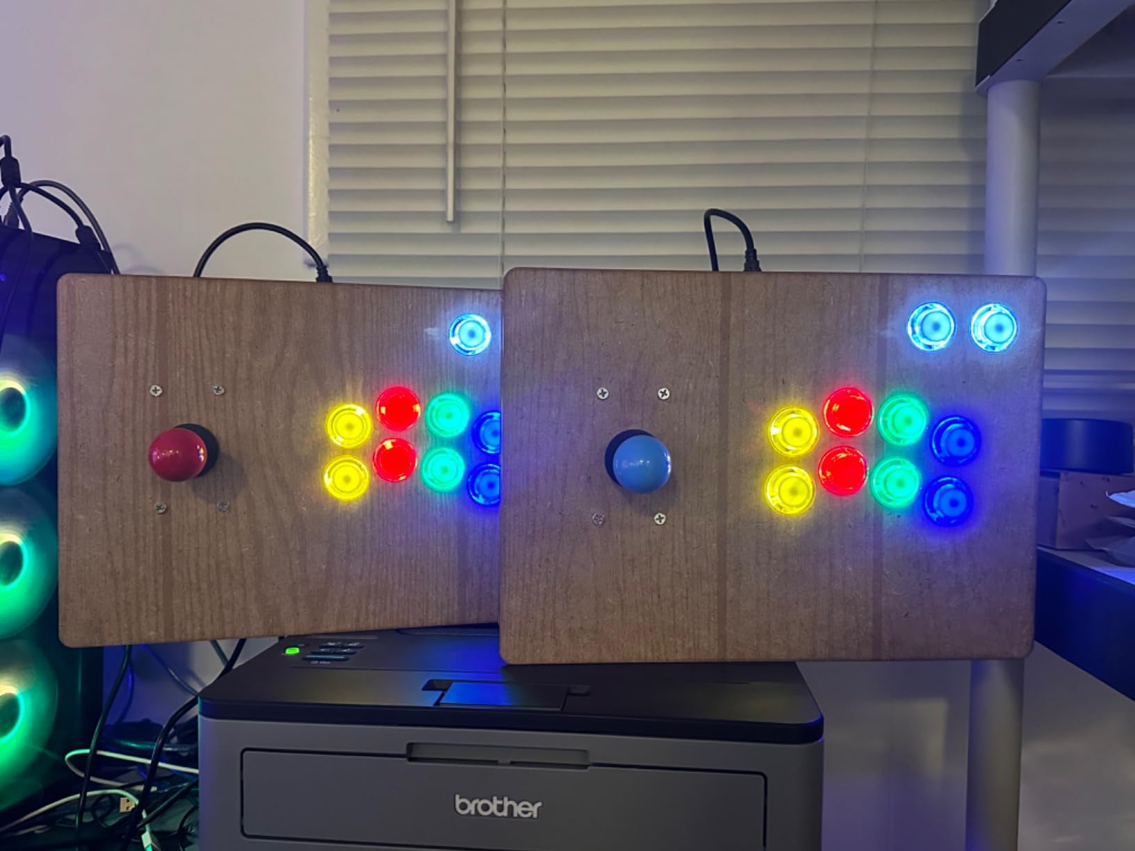 Qenker 2-Player LED Arcade Game DIY Kit for USB MAME PC & Raspberry Pi - 2 Joysticks, 20 LED Buttons, 2 Zero Delay Encoders (Mixed Color) - Customer Photo 2