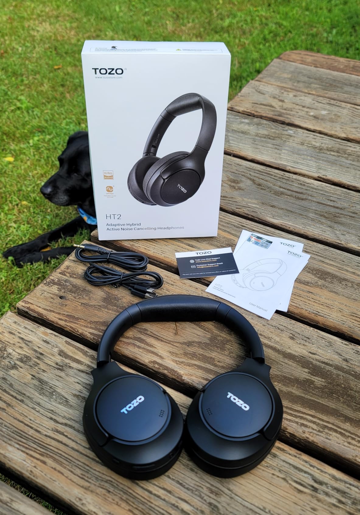 TOZO HT2 Hybrid Active Noise Cancelling Headphones, Wireless Over Ear Bluetooth Headset, 60H Playtime, Hi-Res Audio Custom EQ via App Deep Bass Comfort Fit Ear Cups, for Home Office Travel Black - Customer Photo 2