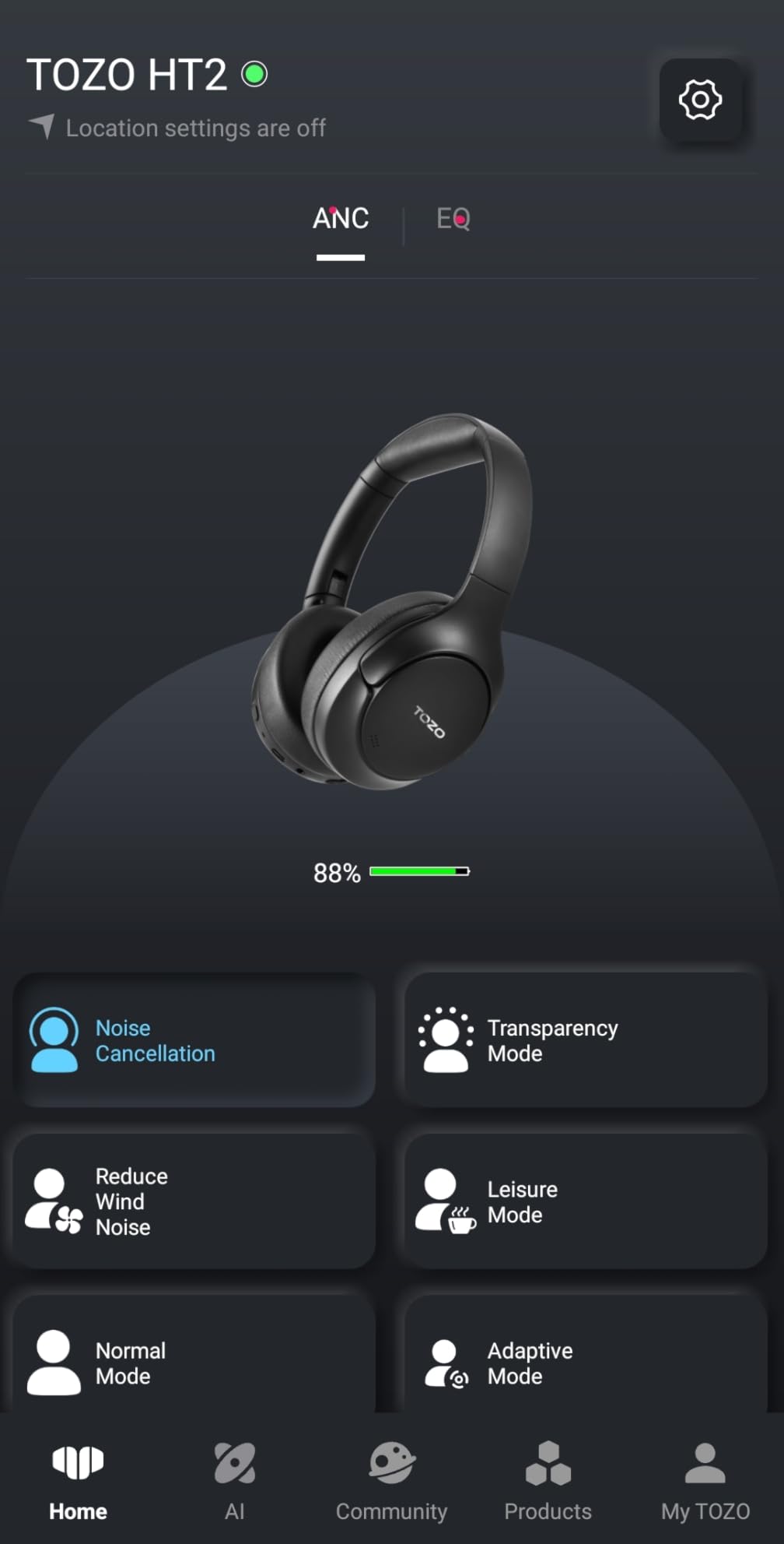 TOZO HT2 Hybrid Active Noise Cancelling Headphones, Wireless Over Ear Bluetooth Headset, 60H Playtime, Hi-Res Audio Custom EQ via App Deep Bass Comfort Fit Ear Cups, for Home Office Travel Black - Customer Photo 2