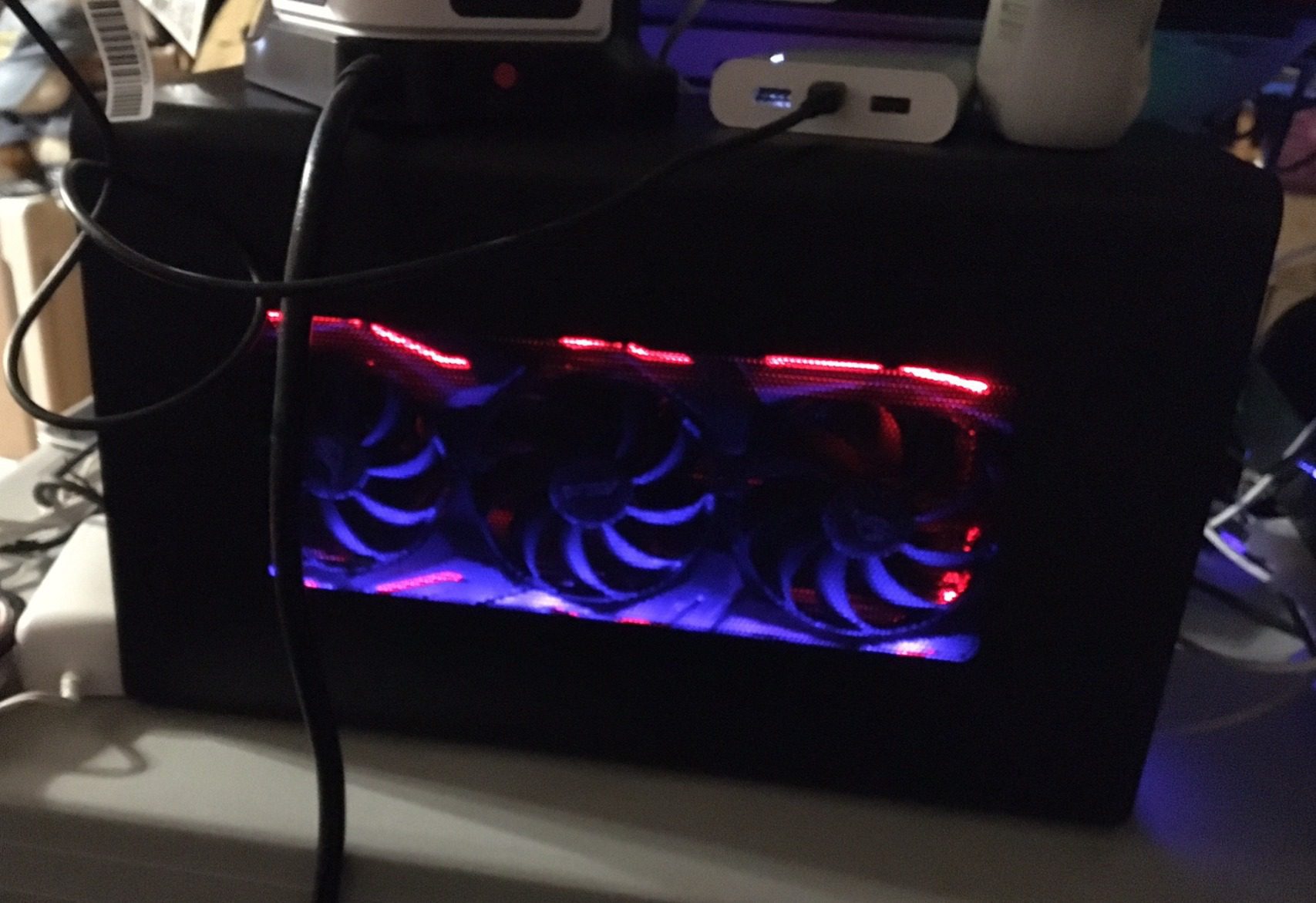 Core X Chroma Aluminum External GPU Enclosure (eGPU): Compatible with Windows & MacOS Thunderbolt 3 Laptops, NVIDIA/AMD PCIe Support, 700W PSU, 4X USB 3.1, 1x Gbit Ethernet, Chroma RGB, Black - Customer Photo 1