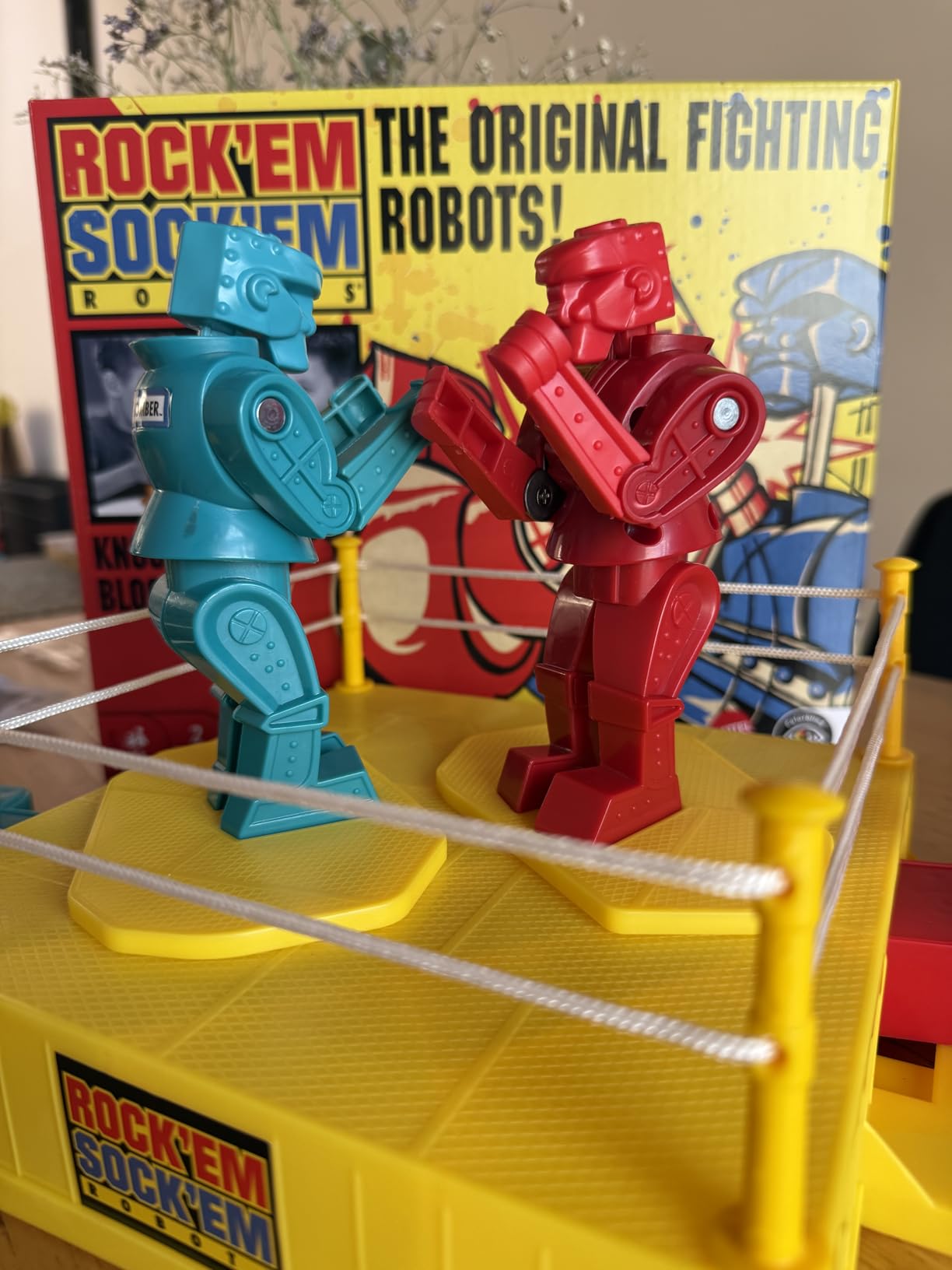 Mattel Games Rock 'Em Sock 'Em Robots Kids Game, Red Rocker vs Blue Bomber, Knock His Block Off Customer Review Mattel Games Rock 'Em Sock 'Em Robots Kids Game, Red Rocker vs Blue Bomber, Knock His Block Off - Customer Photo 1
