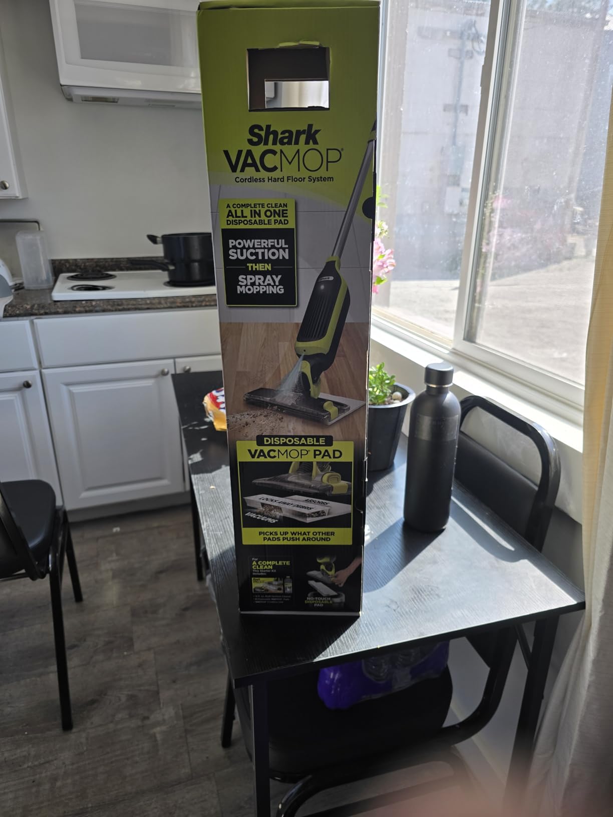 Shark VACMOP Cordless Hard Floor Cleaner, Vacuum and Spray Mop, Powerful Suction, Lightweight, LED Headlights, Includes 4 Disposable Pads, 12oz Multi-surface Cleaning Solution, Gray, VM252 - Customer Photo 3