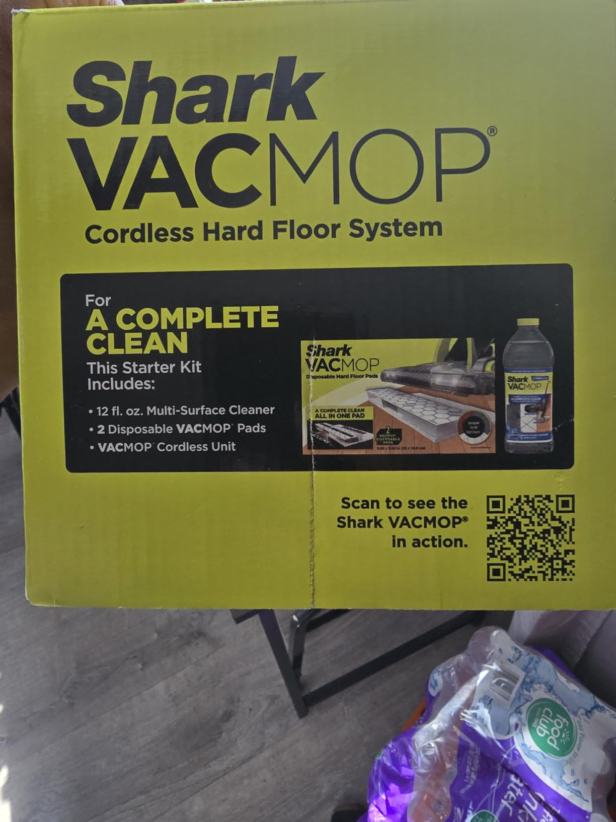 Shark VACMOP Cordless Hard Floor Cleaner, Vacuum and Spray Mop, Powerful Suction, Lightweight, LED Headlights, Includes 4 Disposable Pads, 12oz Multi-surface Cleaning Solution, Gray, VM252 - Customer Photo 3