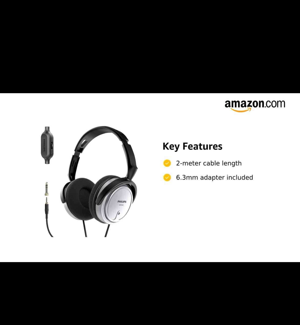 Philips Over Ear Wired Stereo Headphones for Podcasts, Studio Monitoring and Recording Headset for Computer, Keyboard and Guitar with 6.3 mm (1/4 Philips Over Ear Wired Stereo Headphones for Podcasts, Studio Monitoring and Recording Headset for Computer, Keyboard and Guitar with 6.3 mm (1/4