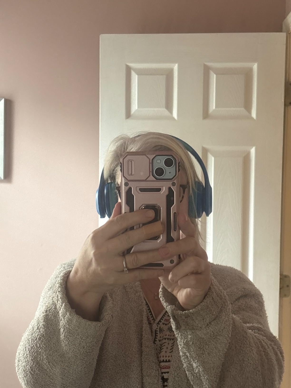 Kids Bluetooth 6.0 Headphones with LED Light, 85Hours Playtimes, Type-C Fast Charging, 85/94dB Volume Limited, Comfort Wireless Headphones with Built-in mic, Wired & TF Card Mode, Blue - Customer Photo 1