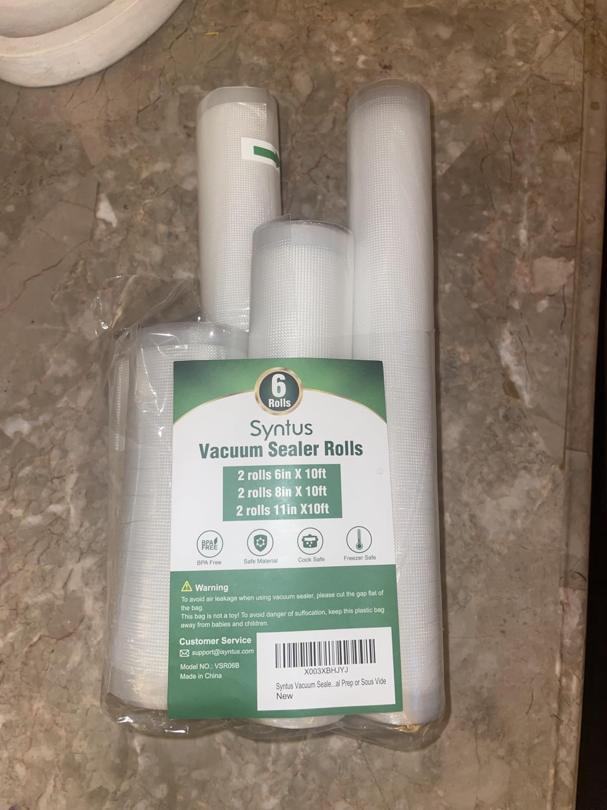 Syntus Vacuum Sealer Bags, 6 Pack 3 Rolls 11