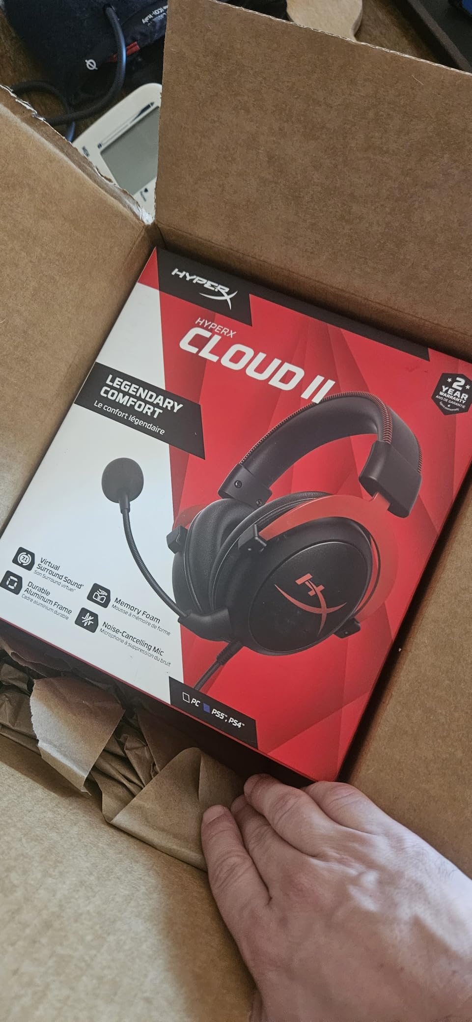 HyperX Cloud II Wireless - Gaming Headset for PC, PS5, PS4, Long Lasting Battery Up to 30 Hours, DTS Headphone:X Spatial Audio, Memory Foam, Detachable Noise Cancelling Microphone with Mic Monitoring - Customer Photo 1