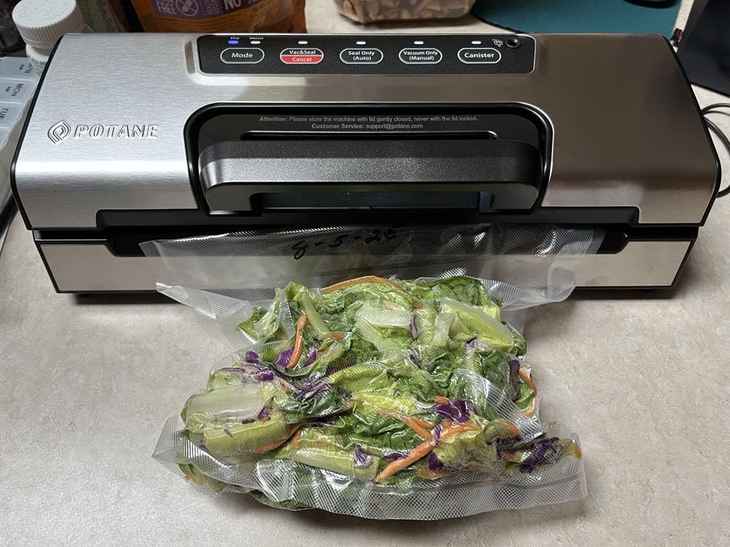 Precision Vacuum Machine,Pro Food Sealer with Built-in Cutter and Bag Storage(Up to 20 Feet Length), Both Auto&Manual Options,2 Modes,Includes 2 Bag Rolls 11