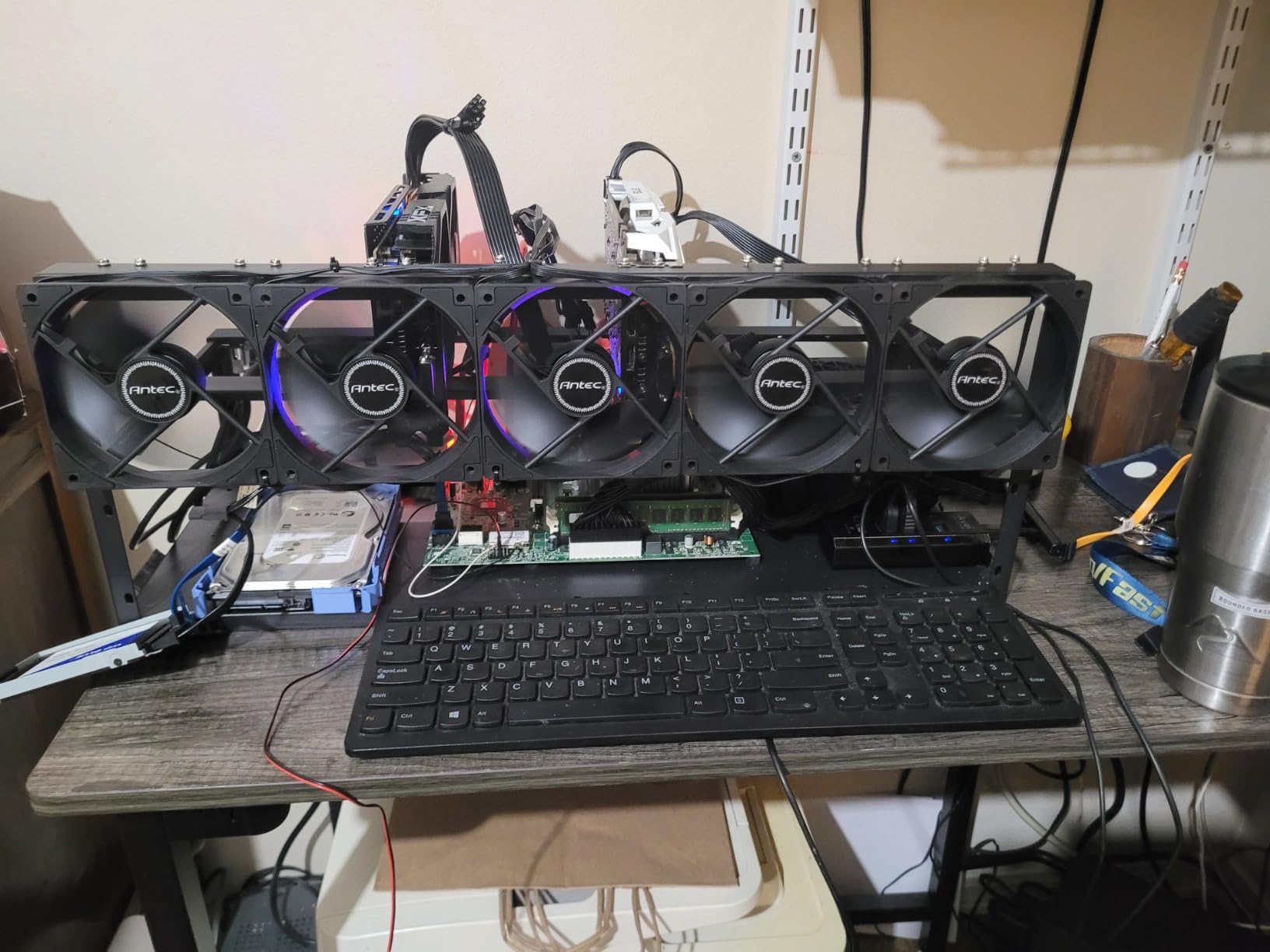 Mining Rig Frame, Steel Open Air Miner Mining Frame Rig Case Up to 8 GPU for Crypto Coin Currency Bitcoin Mining Accessories Tools -Frame Only, Fans & GPU is not Included - Customer Photo 2