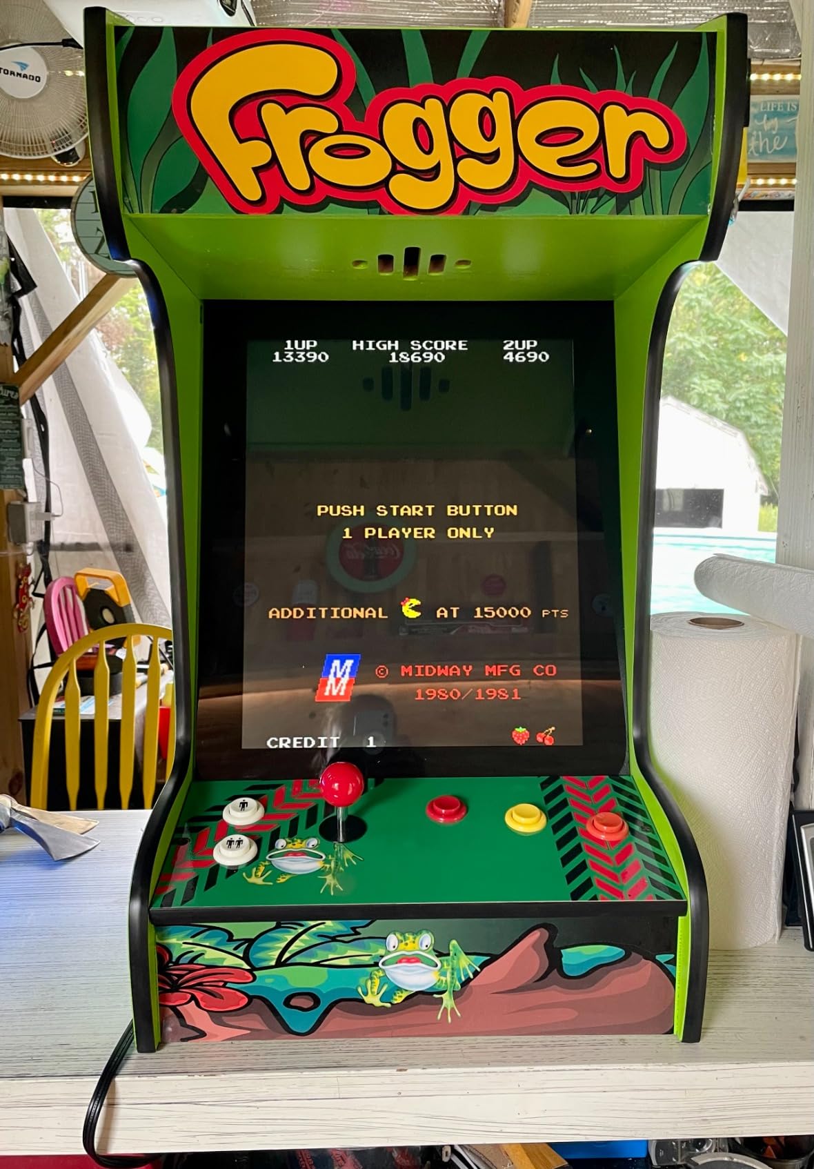 Doc and Pies Arcade Factory Classic Home Arcade Machine - Tabletop and Bartop - 412 Retro Games - Full Size LCD Screen, Buttons and Joystick (Green) - Customer Photo 1