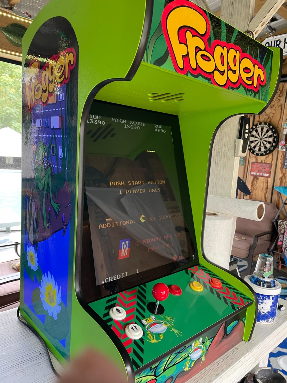 Doc and Pies Arcade Factory Classic Home Arcade Machine - Tabletop and Bartop - 412 Retro Games - Full Size LCD Screen, Buttons and Joystick (Green) - Customer Photo 2