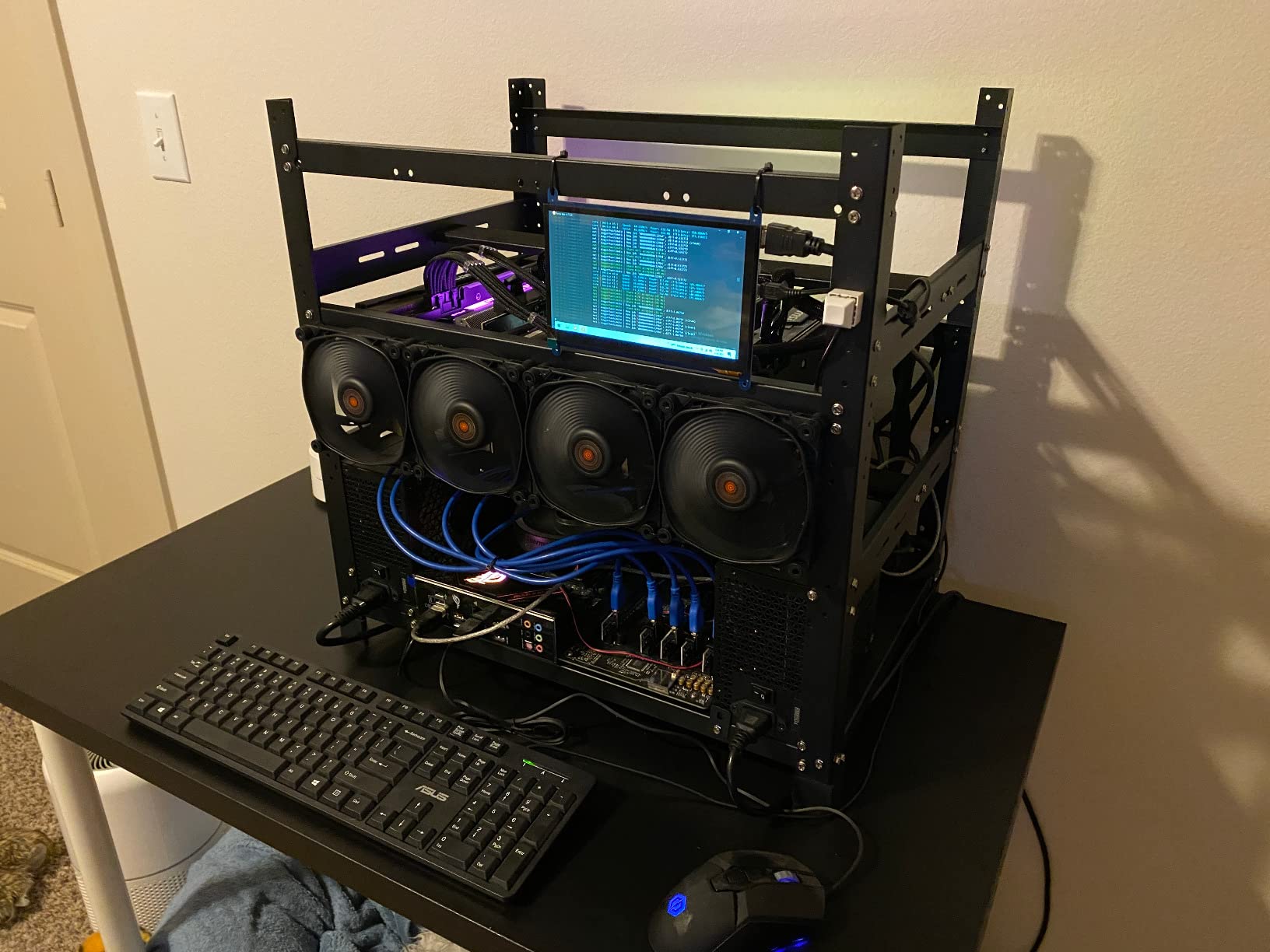 Mining Rig Frame for 12GPU, Steel Open Air Miner Mining Frame Rig Case, Support to Dual Power Supply for Crypto Coin Currency Bitcoin ETH ETC ZEC Mining Tools - Frame Only, Fans & GPU is not Included - Customer Photo 1