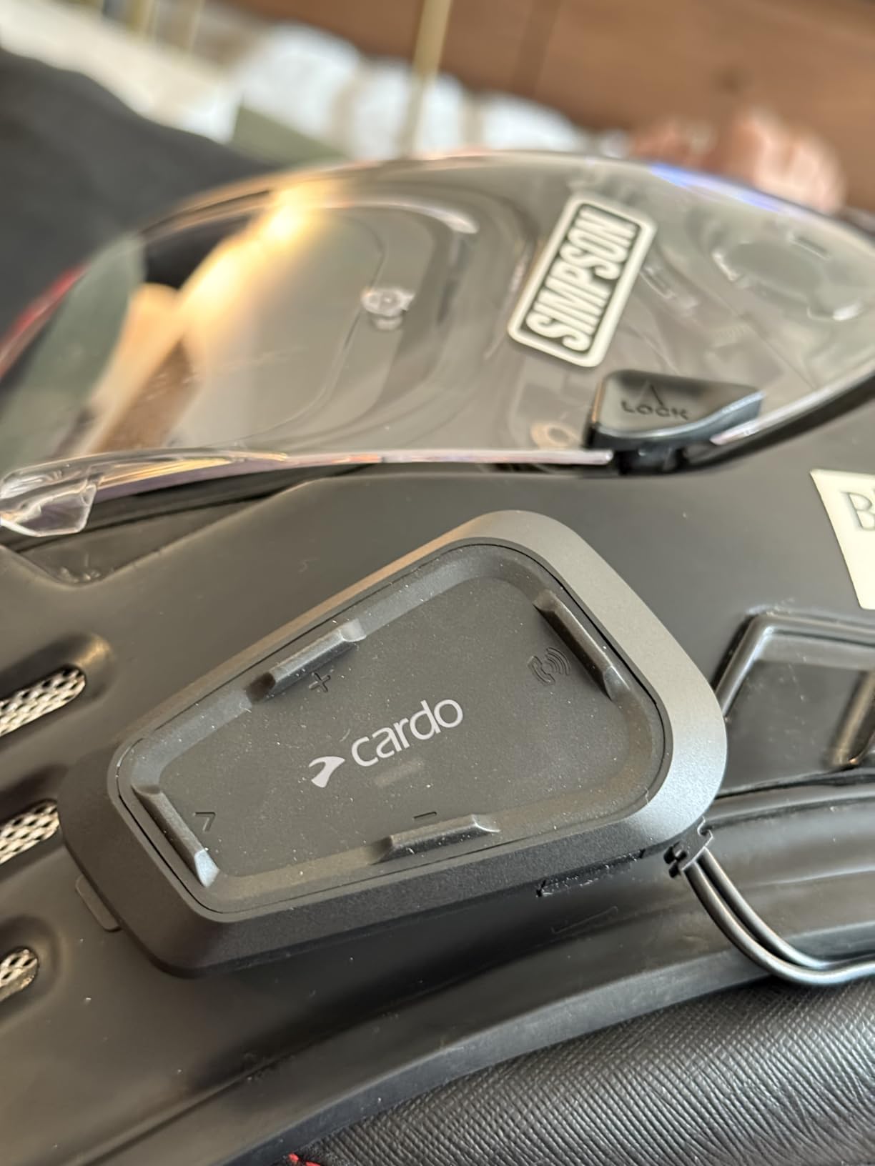 Cardo Systems Spirit Motorcycle Bluetooth Communication Headset, 2-Way Bluetooth, Thin 32mm Speakers, Waterproof, Universal Connectivity - Single Pack - Customer Photo 1