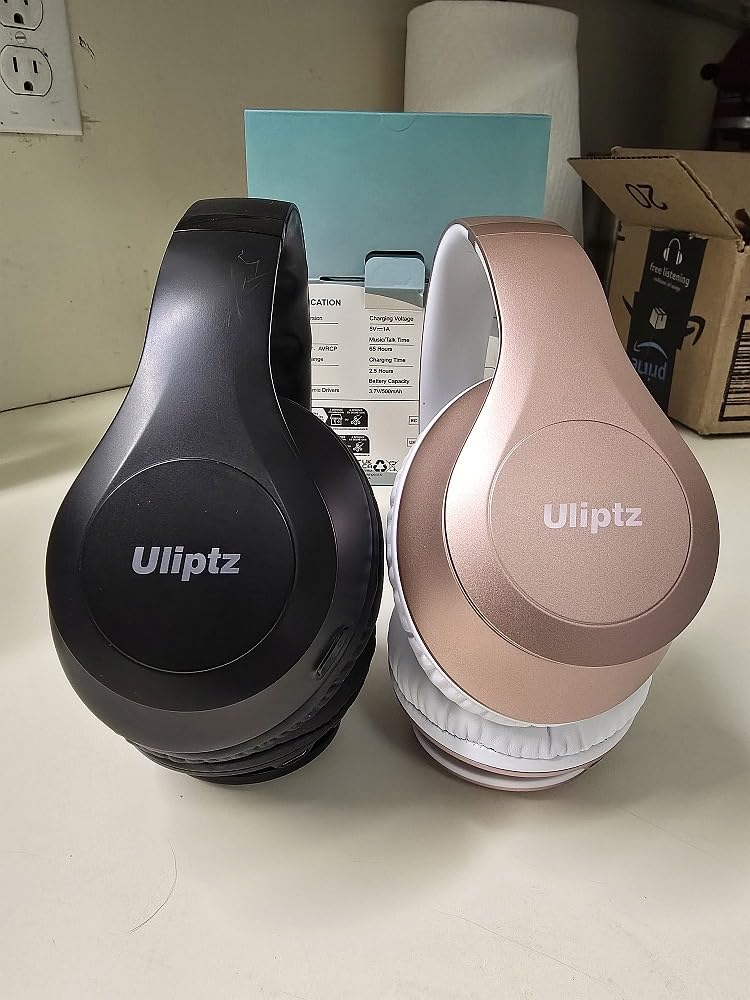 Uliptz Wireless Bluetooth Headphones, 65H Playtime, 6 EQ Sound Modes, HiFi Stereo Over Ear Headphones with Microphone, Foldable Lightweight Bluetooth 5.3 Headphone for Travel/Office/Cellphone/PC - Customer Photo 1