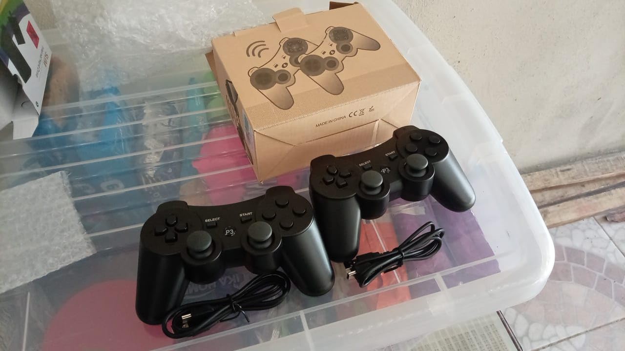 OKHAHA Controller 2 Pack for PS3 Wireless Controller for Sony Playstation 3, Double Shock 3, Bluetooth, Rechargeable, Motion Sensor, Remote for PS3 (No Stripes(Black + Black)) - Customer Photo 1