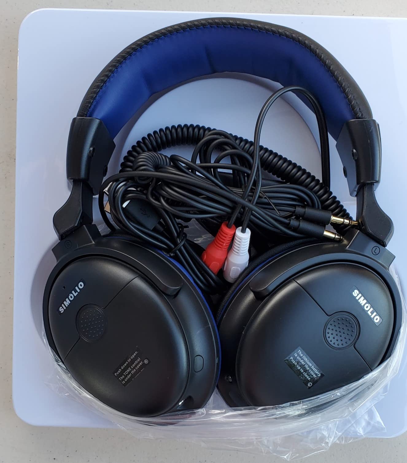 SIMOLIO Headphones with Extra Long Cord for TV with Volume Amplified & Clear Dialogue, 18ft/5.5M Long Coil Cord, Over Ear Wired TV Headphones for Seniors w/Volume Control & Clip, 40 Hrs Playtime - Customer Photo 1