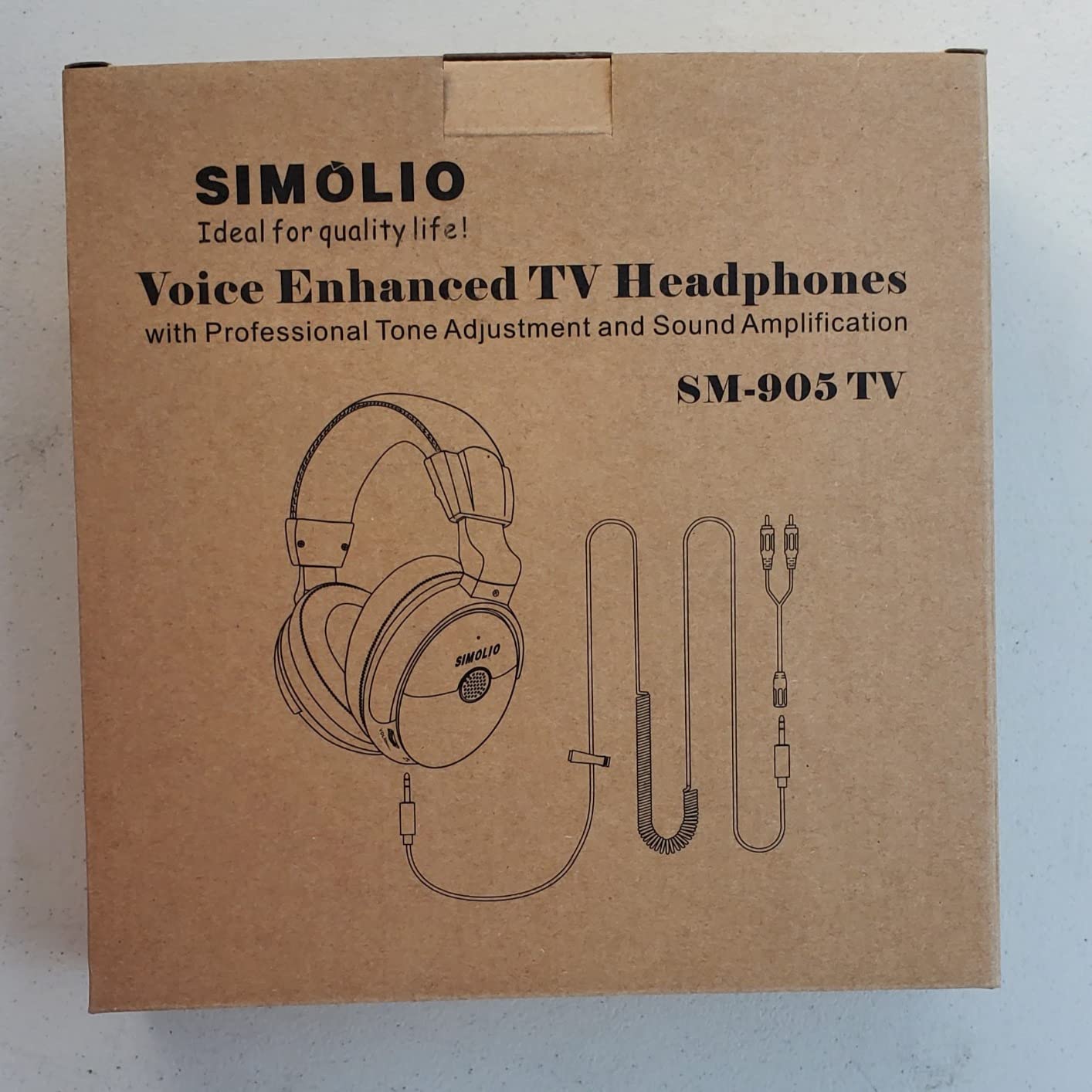 SIMOLIO Headphones with Extra Long Cord for TV with Volume Amplified & Clear Dialogue, 18ft/5.5M Long Coil Cord, Over Ear Wired TV Headphones for Seniors w/Volume Control & Clip, 40 Hrs Playtime - Customer Photo 2