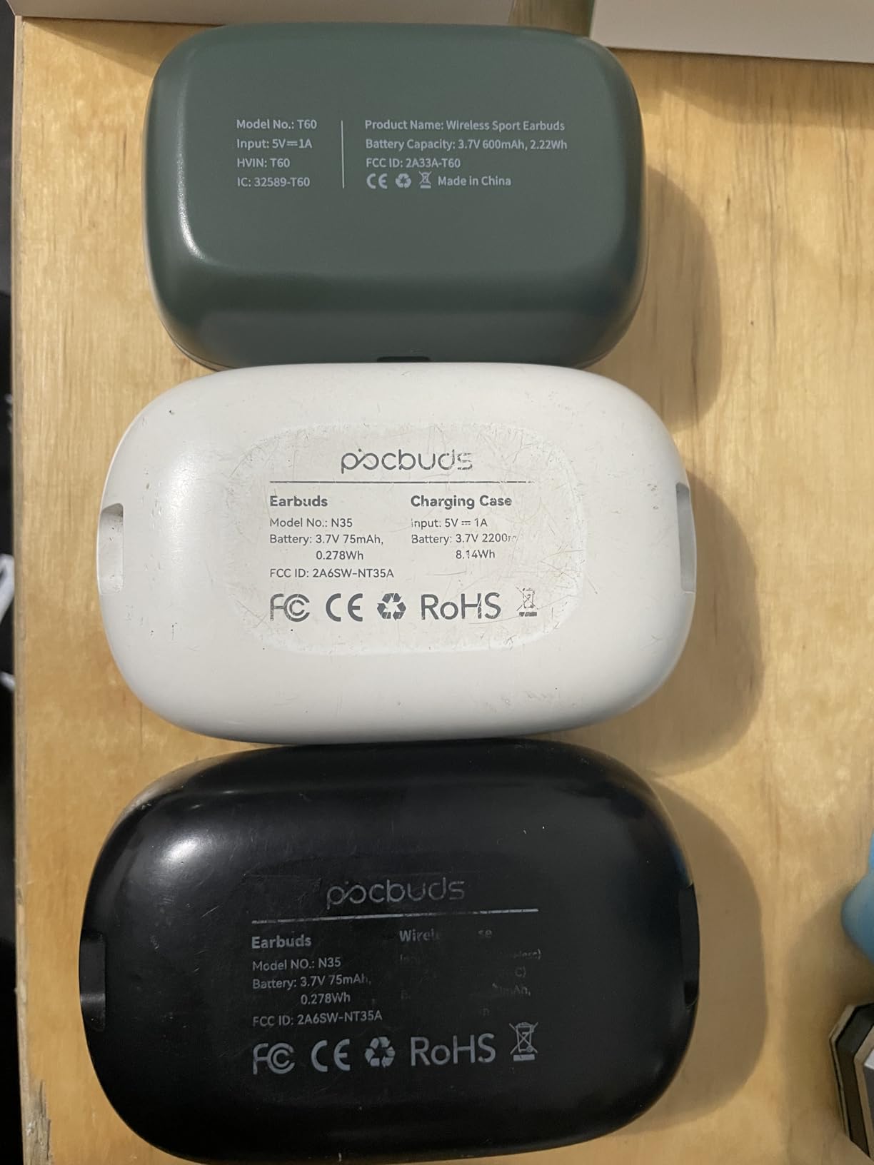 PocBuds Bluetooth Headphones Wireless Earbuds 80hrs Playtime Wireless Charging Case Digital Display Sports Ear Buds with Earhook Deep Bass IPX7 Waterproof Over-Ear Earphones for TV Phone Laptop Black - Customer Photo 4