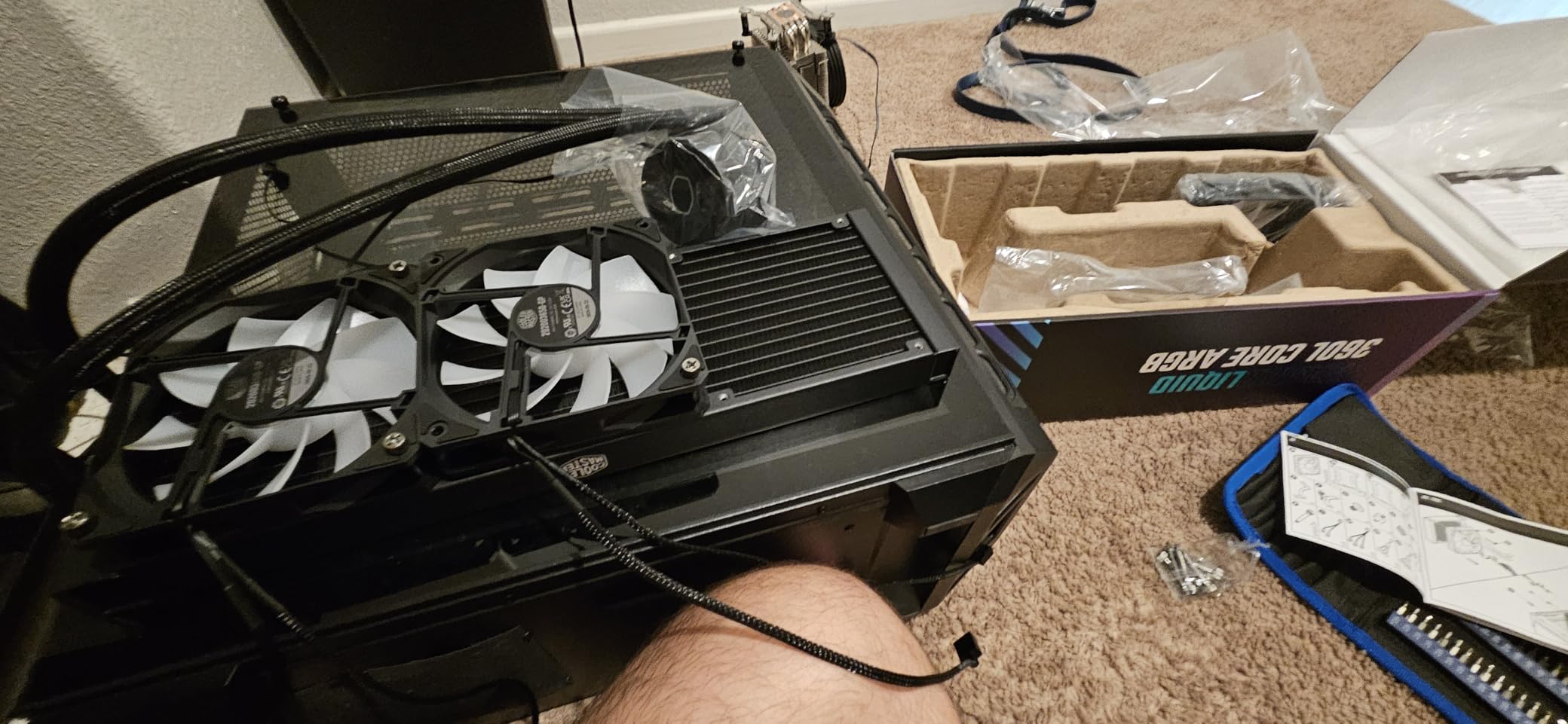 Cooler Master 360L Core White Close-Loop AIO Liquid Cooler, Ryzen 9|intel 9 Gen S Dual Chamber Pump, Quiet 120mm PWM Fan, Customize aRGB Lighting, 360 Radiator, AMD AM5|4, Intel LGA 1851|1700 Platform - Customer Photo 1