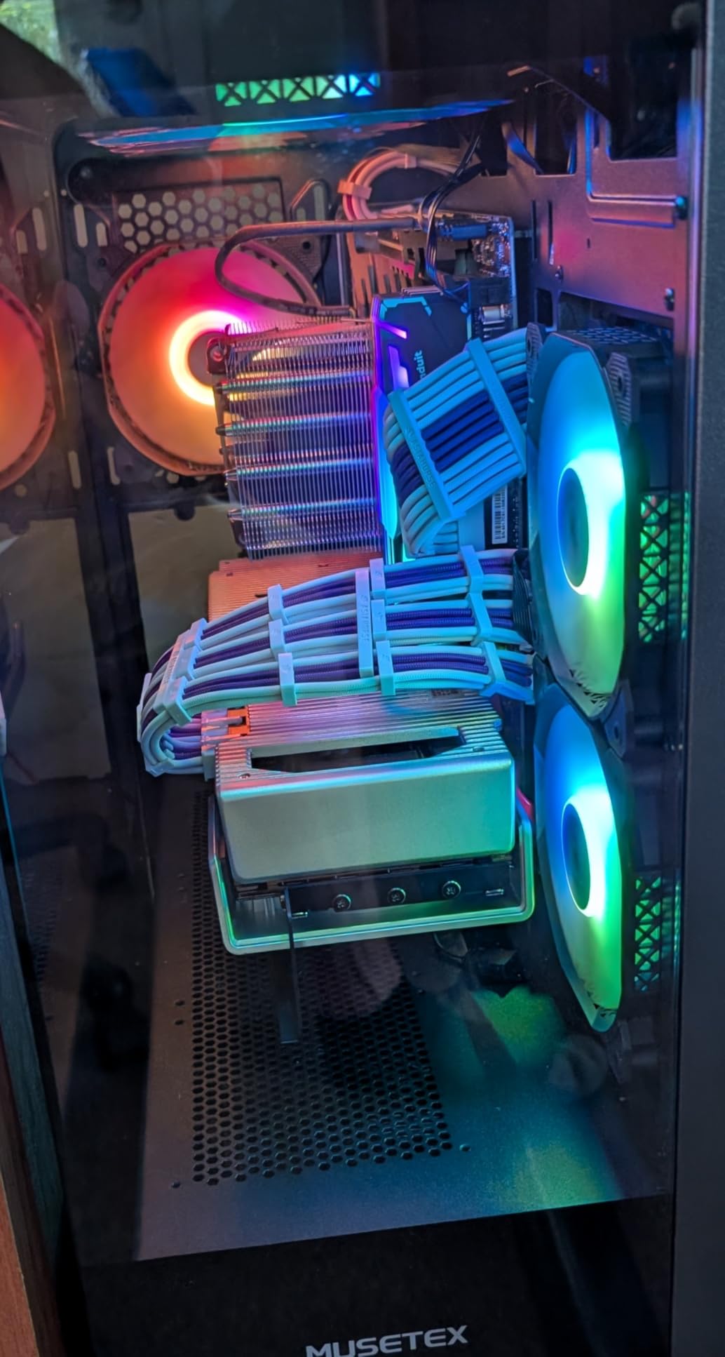 MUSETEX PC CASE ATX 6 PWM ARGB Fans Pre-Installed, Type-C Mid Tower Computer Case with Full-View Dual Tempered Glass, Gaming PC Case,Black(K2) - Customer Photo 1