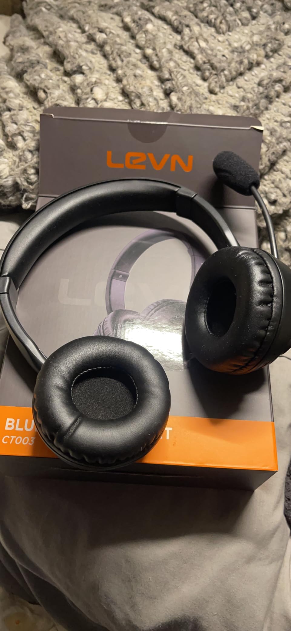 LEVN Bluetooth Headset with Microphone, Wireless Headset with Mic & Mute Button, 60 Hrs Working Time, Noise Cancelling Bluetooth Headphomes 5.3 Multipoint Connect to Cell Phone/Mobile/Laptop/Tablet/PC - Customer Photo 1