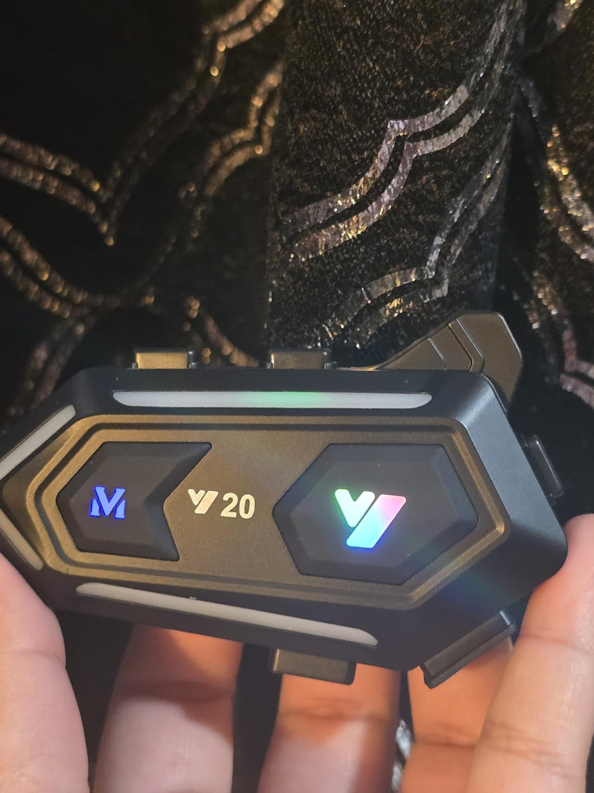 FEYA Motorcycle Helmet Speakers High Battery Life Helmet Headphone IPX6 Automatic Answer/Call Music Control/Intelligent Noise/Wake up Siri, 2 Different Types of Mic - Compatible with All Helmets - Customer Photo 1