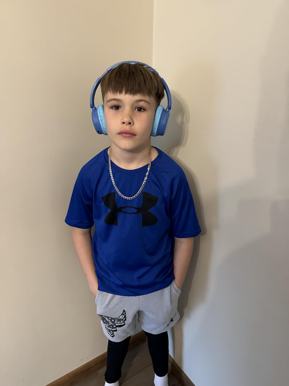 iClever BTH22 Kids Bluetooth Headphones, 60H Play Time, USB C Fast Charging, Bluetooth 5.4, AUX Cord,Safe Volume 74/85 dBA,Toddler Headphones for iPad/Tablet/Travel/School, Blue - Customer Photo 1