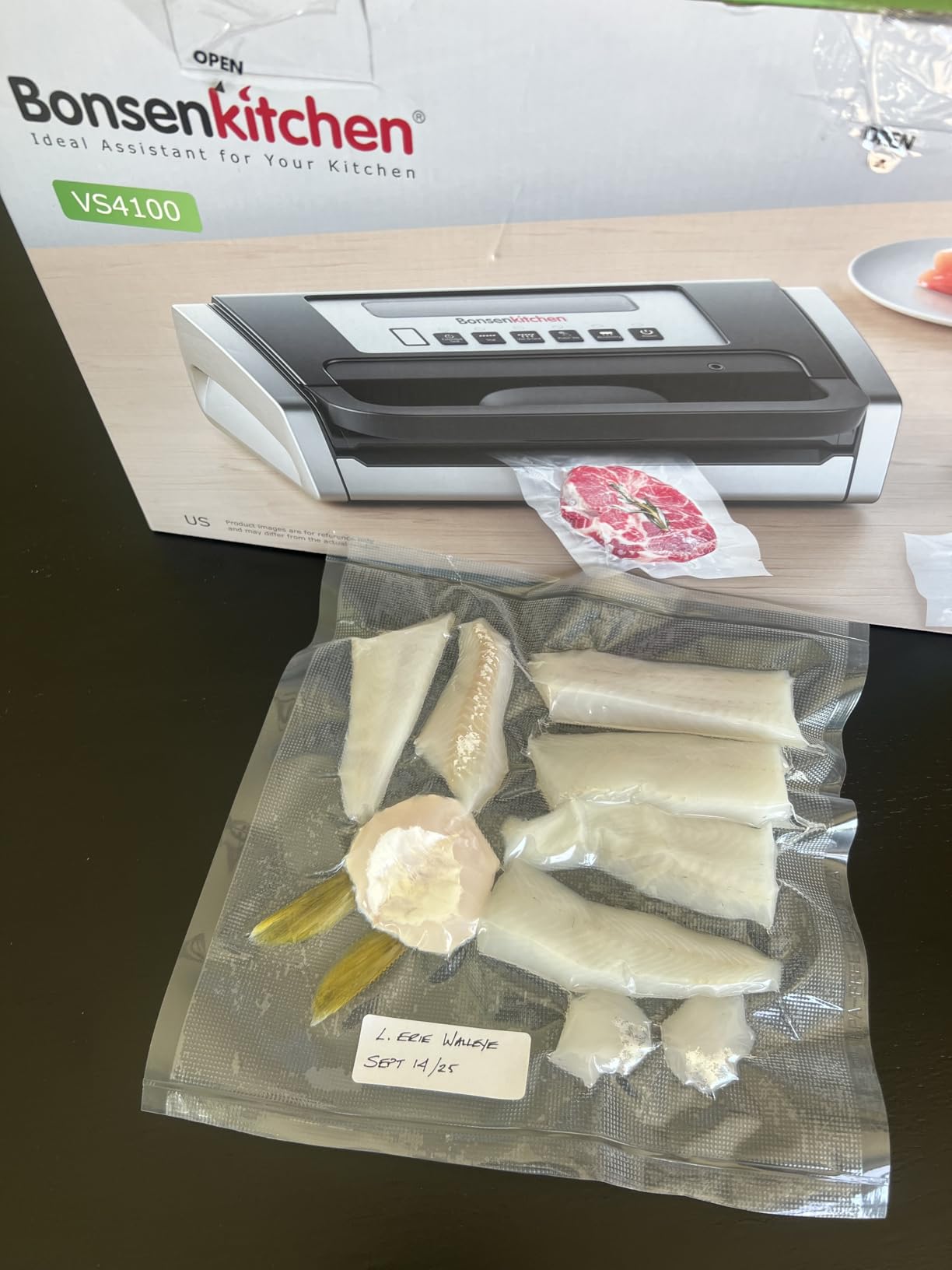 Bonsenkitchen Vacuum Sealer Machine, Globefish Technology for Perfect Vacuum Sealing, Powerful Low-Noise Food Vacuum Sealer with Easy Handle Design, Built-in Cutter & Bag Storage, 1 Bag Roll & 10 Bags customer photo 2