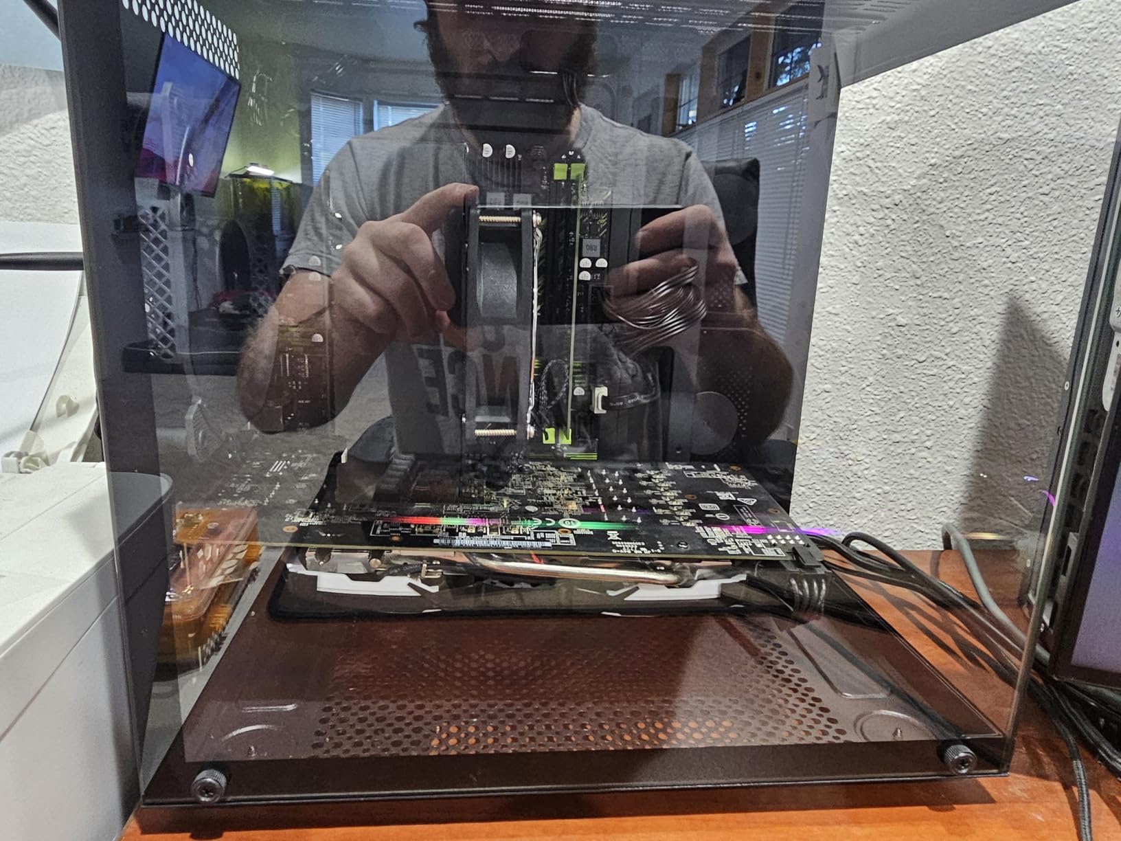 MATX PC Case,270° Panoramic Tempered Glass Panel Gaming PC Case,3 Fans Pre-Installed Micro-ATX Computer Case,USB 3.0,Black(V3) - Customer Photo 2