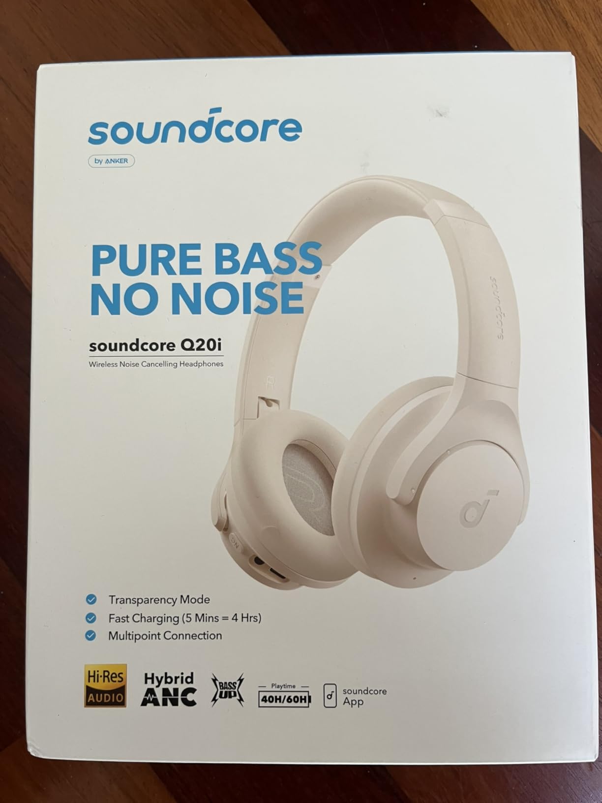 Soundcore by Anker Q20i Hybrid Active Noise Cancelling Headphones, Wireless Over-Ear Bluetooth, 40H Long ANC Playtime, Hi-Res Audio, Big Bass, Customize via an App, Transparency Mode (White) - Customer Photo 4
