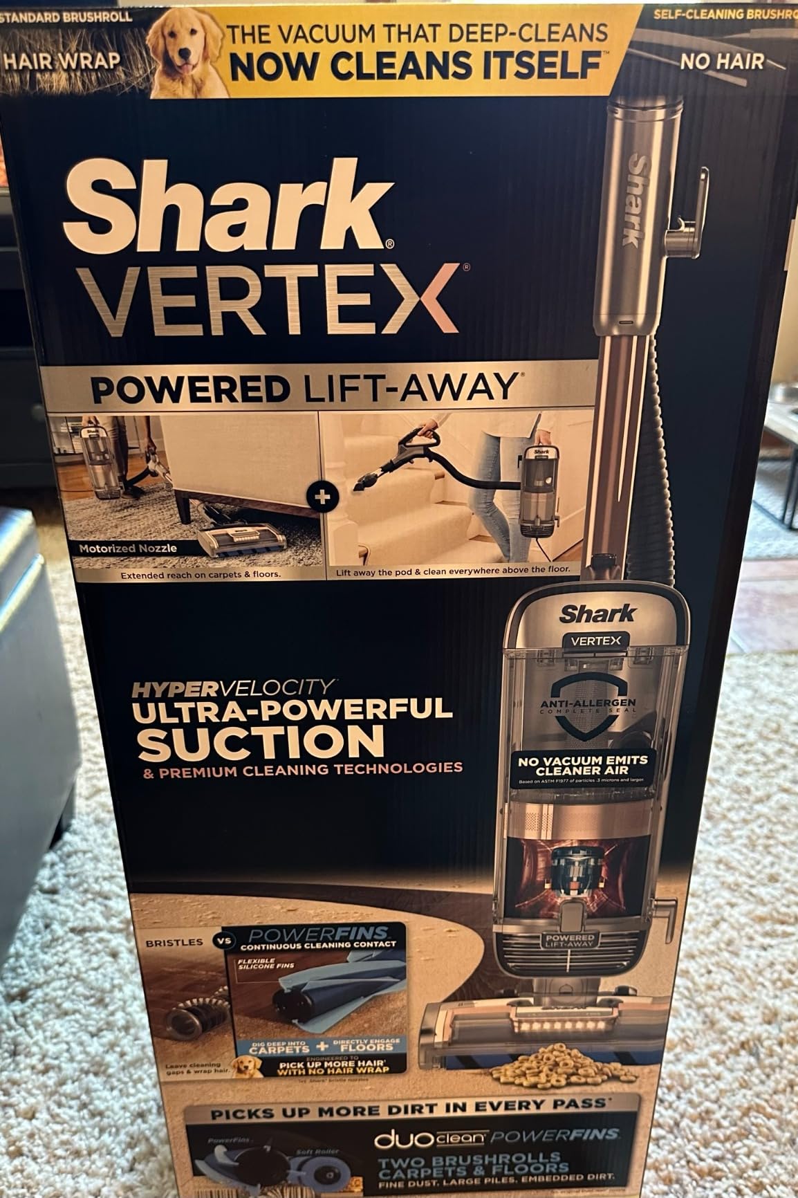 Shark POWERDETECT Upright Vacuum Cleaner with HEPA Filter, Heavy Duty Vacuum with Powerful Suction for Pet Hair Pickup, DuoClean Technology, Powered Lift-Away, Ideal for Carpets & Hardfloors, AZ4002 customer photo 1