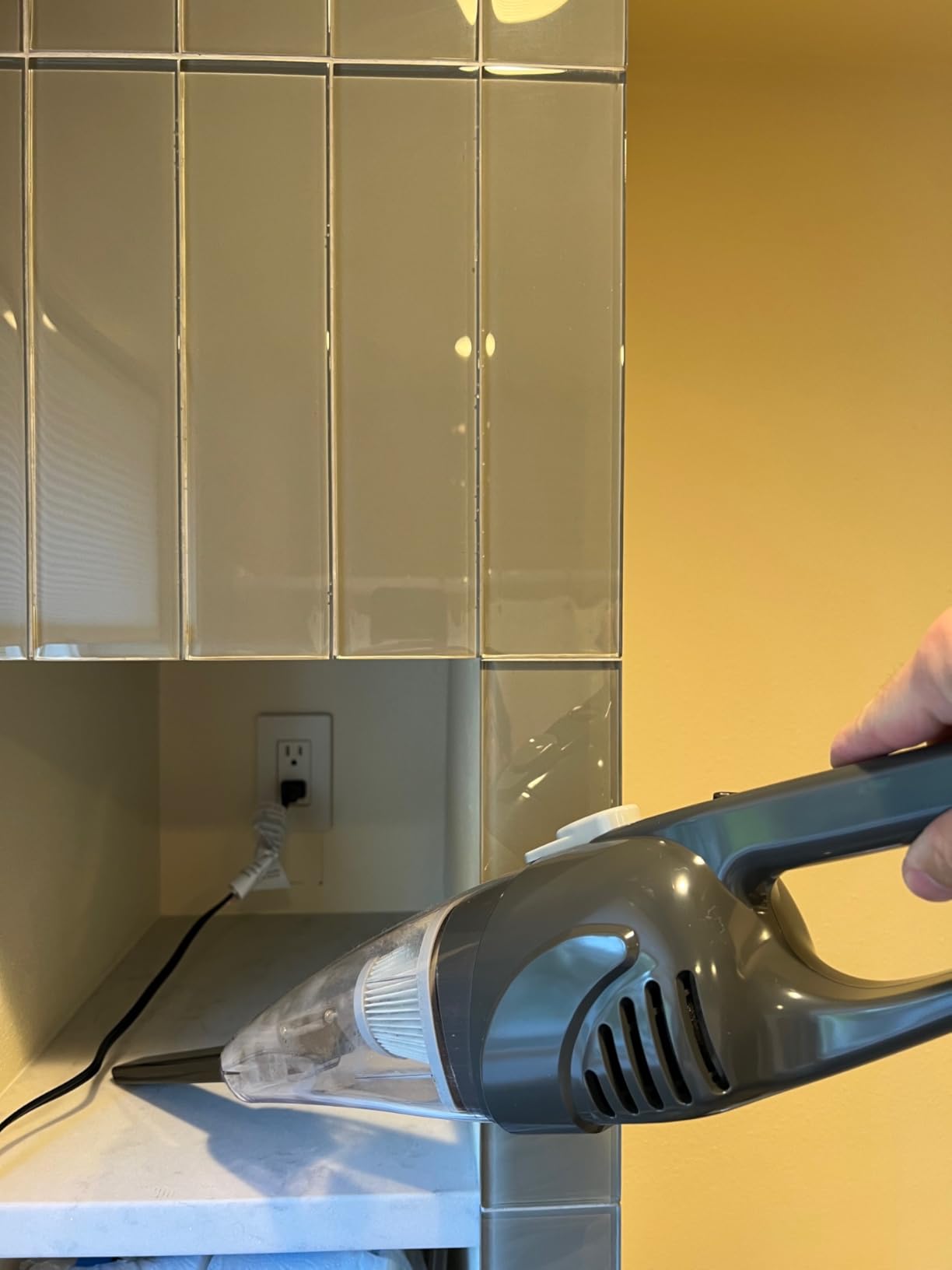 Amazon Basics 2-in-1 Corded Stick Vacuum Cleaner, Convertible to Handheld, Lightweight (3.9 LBS), with Washable HEPA Filter, Crevice Tools, 0.5L Dust Cup, 19.7-Ft Cord, 300W, Black - Customer Photo 4