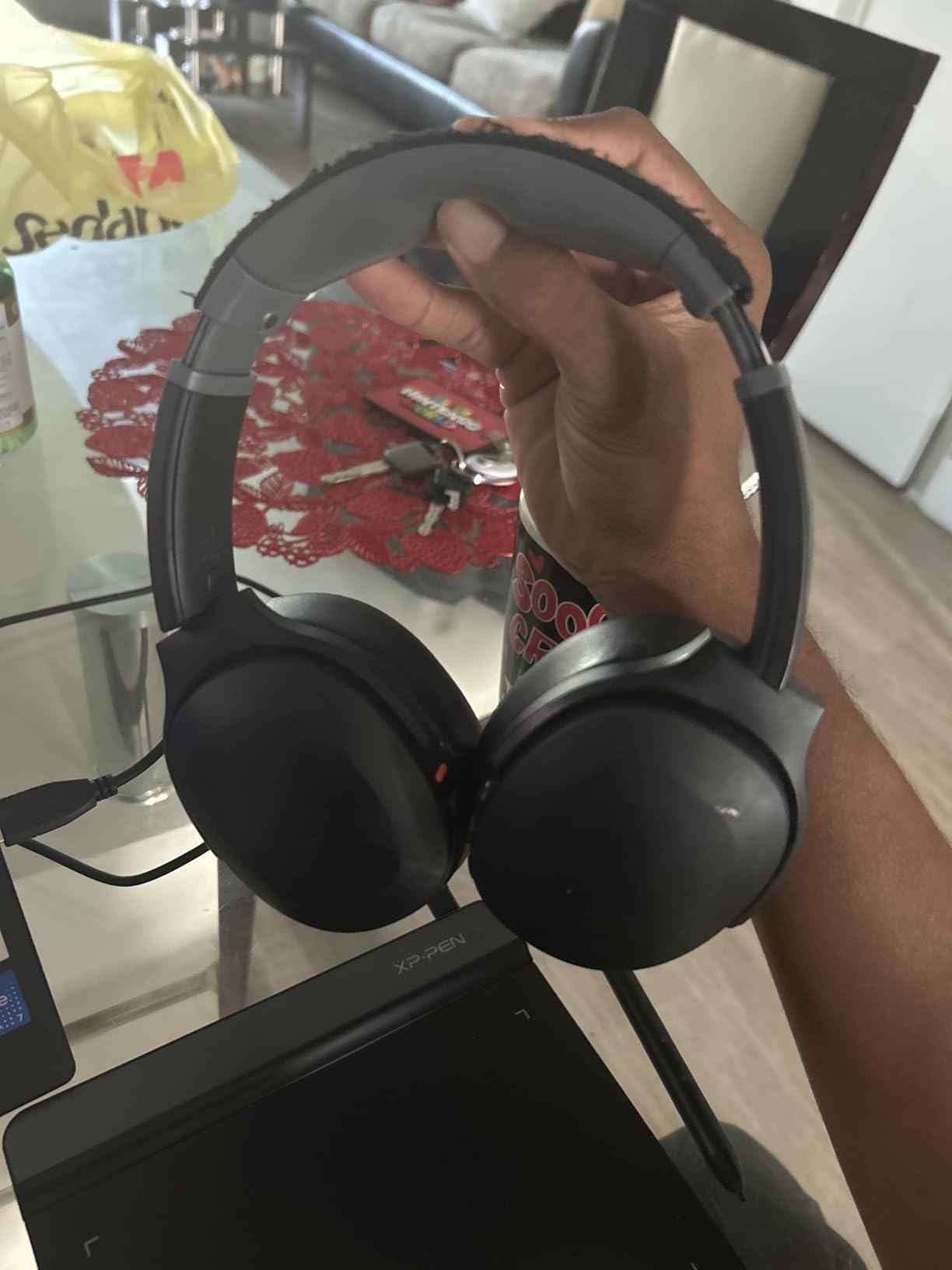 Skullcandy Crusher Evo Wireless Bluetooth Headphones with Multi-Sensory Bass, Noise Isolating Over-Ear Fit, Up to 40 Hours Battery, Microphone for iPhone Android - Asphalt - Customer Photo 2