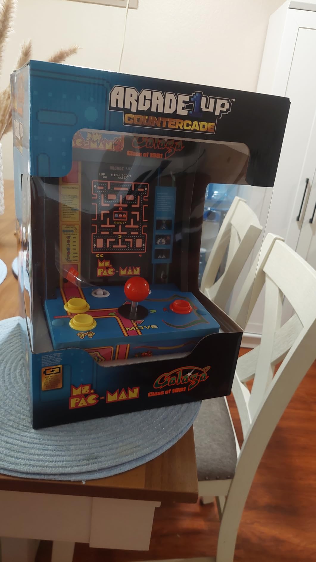 Arcade1Up Class of '81 Ms. PAC-Man/Galaga Countercade – 3 Classic Games, Retro Game Console for Home, Portable Console with 7-inch Screen, Table-top Video Game for Game Room - Customer Photo 1