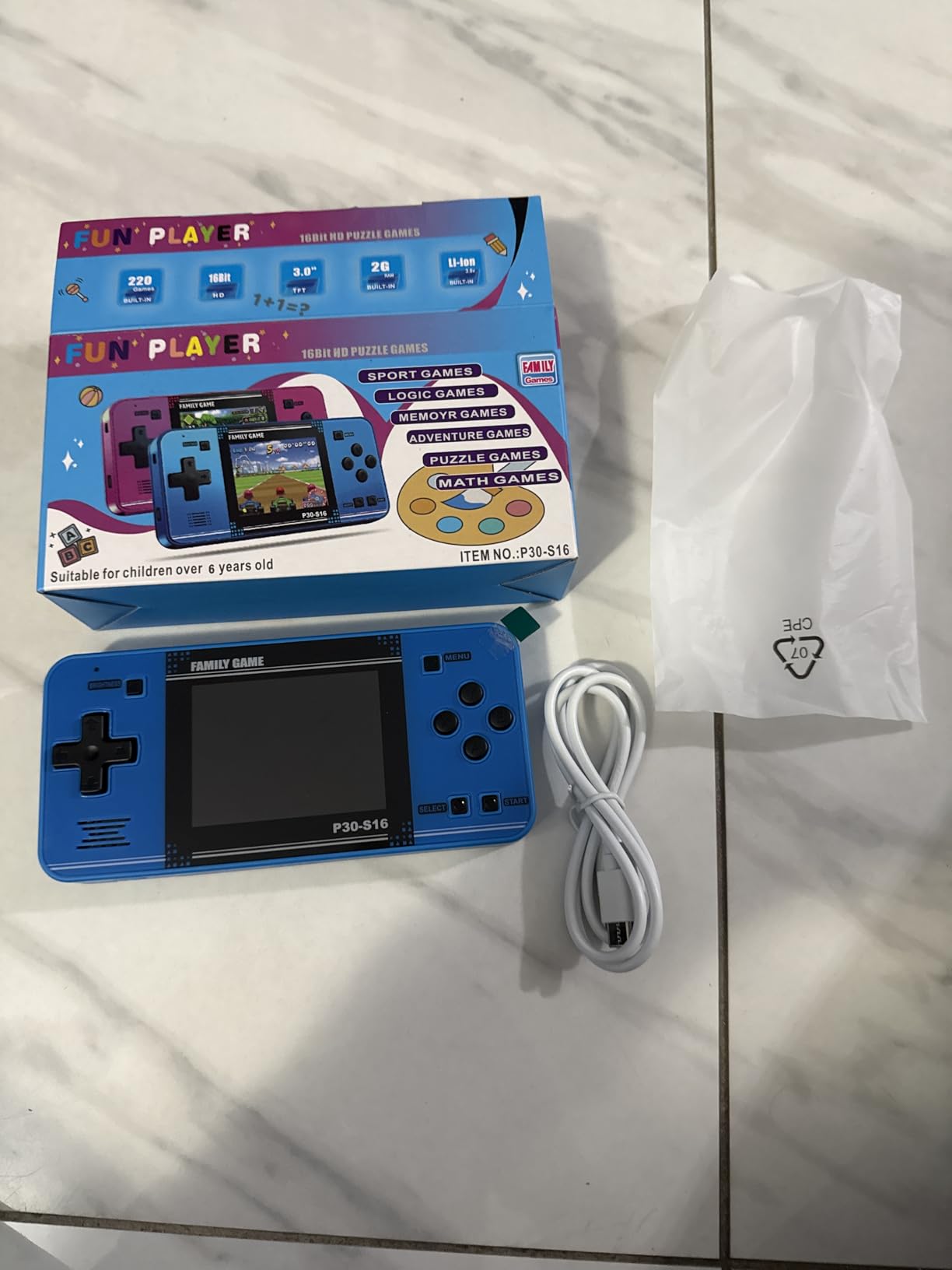 Handheld Game for Kids -Preloaded 220 Retro Video Games, Portable Gaming Player with Rechargeable Battery 3.0