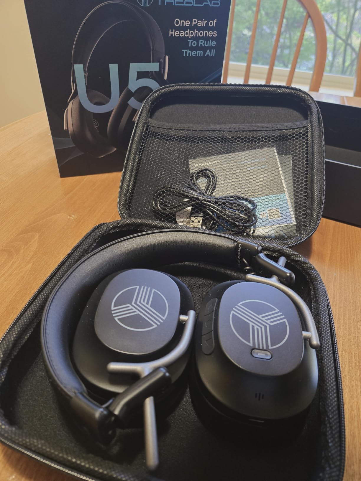 TREBLAB U5 - Hybrid Active Noise Cancelling Headphones Over-Ear, Deep Bass, 55H Battery, Mic for Calls, Bluetooth 5.3, Water-Resistant IPX4, Wireless Headphones Foldable for Travel, Gym, Work, Sports - Customer Photo 1