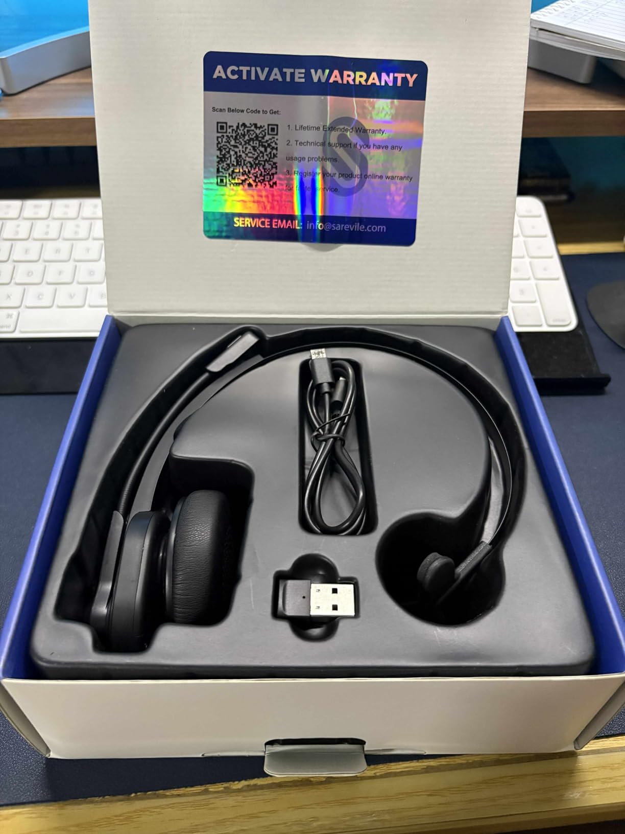 Bluetooth Headset with USB Dongle for Computer, Single-Ear Wireless Headset with Noise Cancelling Microphone for Office & Truckers, Bluetooth V5.2 with Mute Button for Work - Customer Photo 1