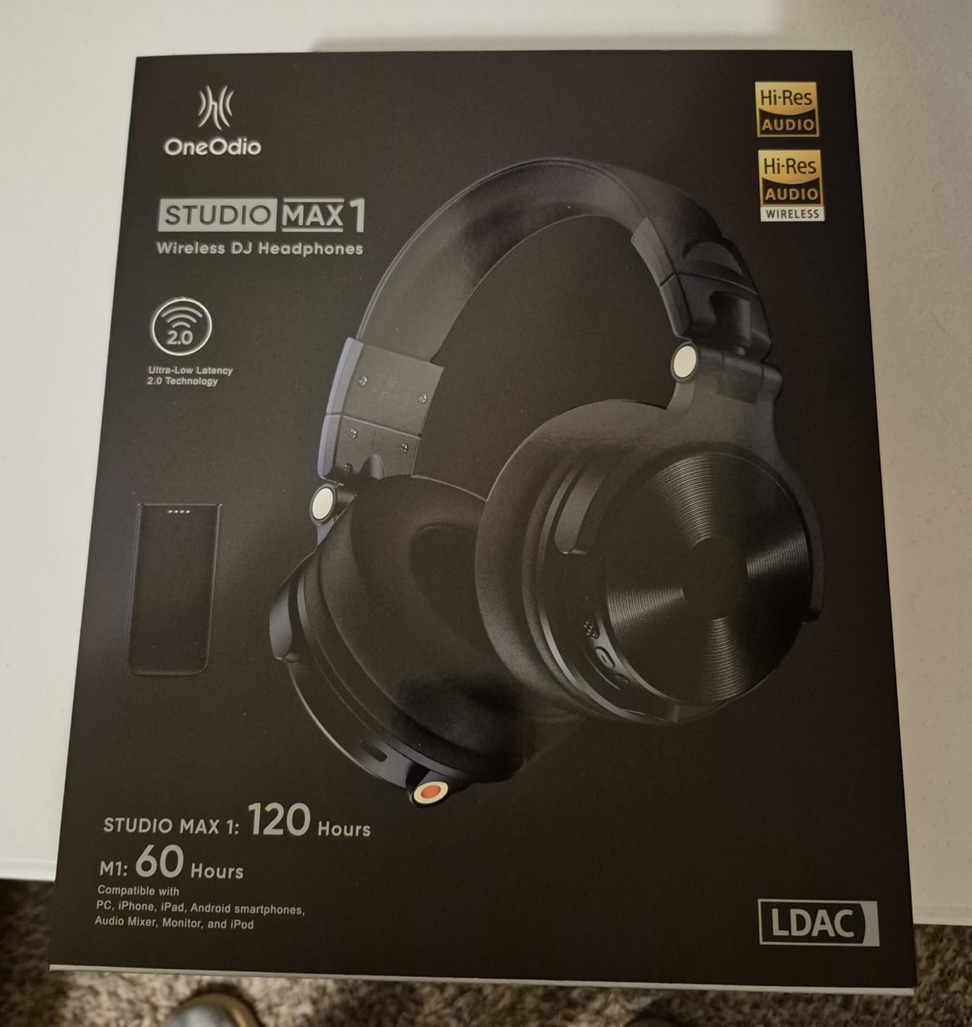 OneOdio Studio Max 1 Wireless Over-Ear DJ Headphones, 120H Playtime, Hi-Res/LDAC Audio, 20MS Low Latency, Dongle/Bluetooth/6.35mm/3.5mm Connection for Monitor Guitar Keyboard Podcast Recording - Customer Photo 2